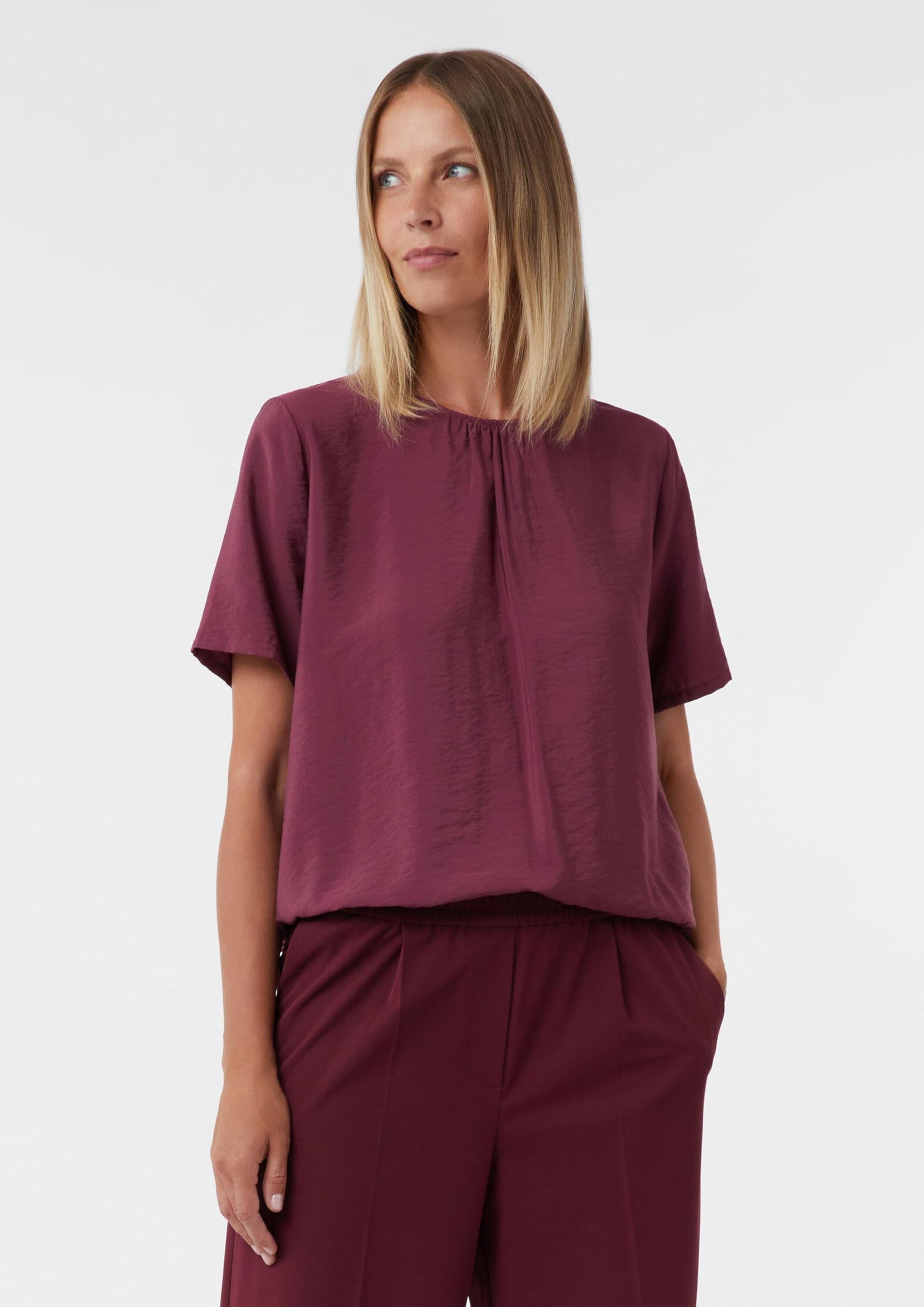 comma-bluse-kurzarm-raffung-regulierbarer-saum-36 image 6