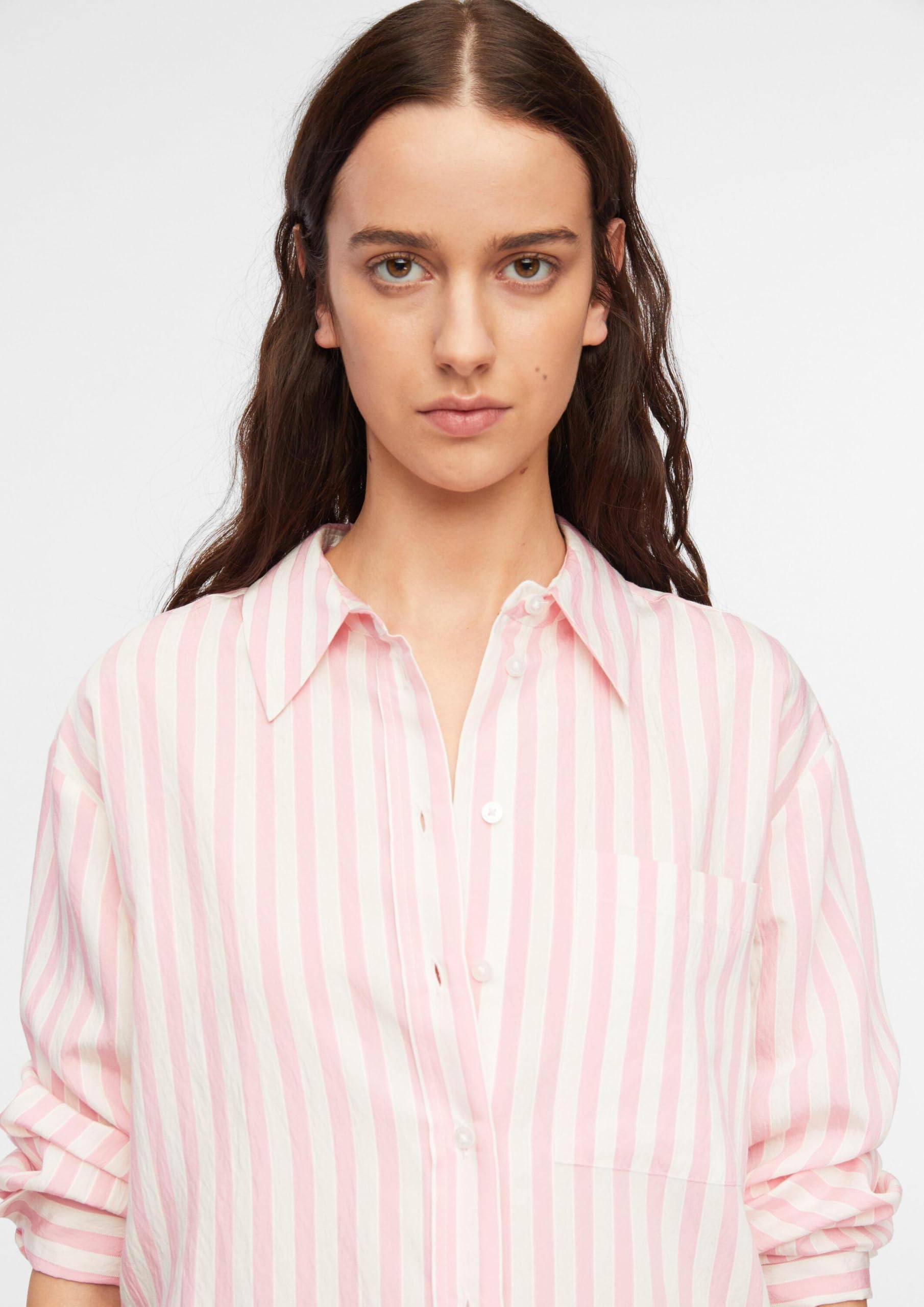 comma-blouses-bluse-loose-fit-streifen-hemdkragen-gr-34-rosa image 3