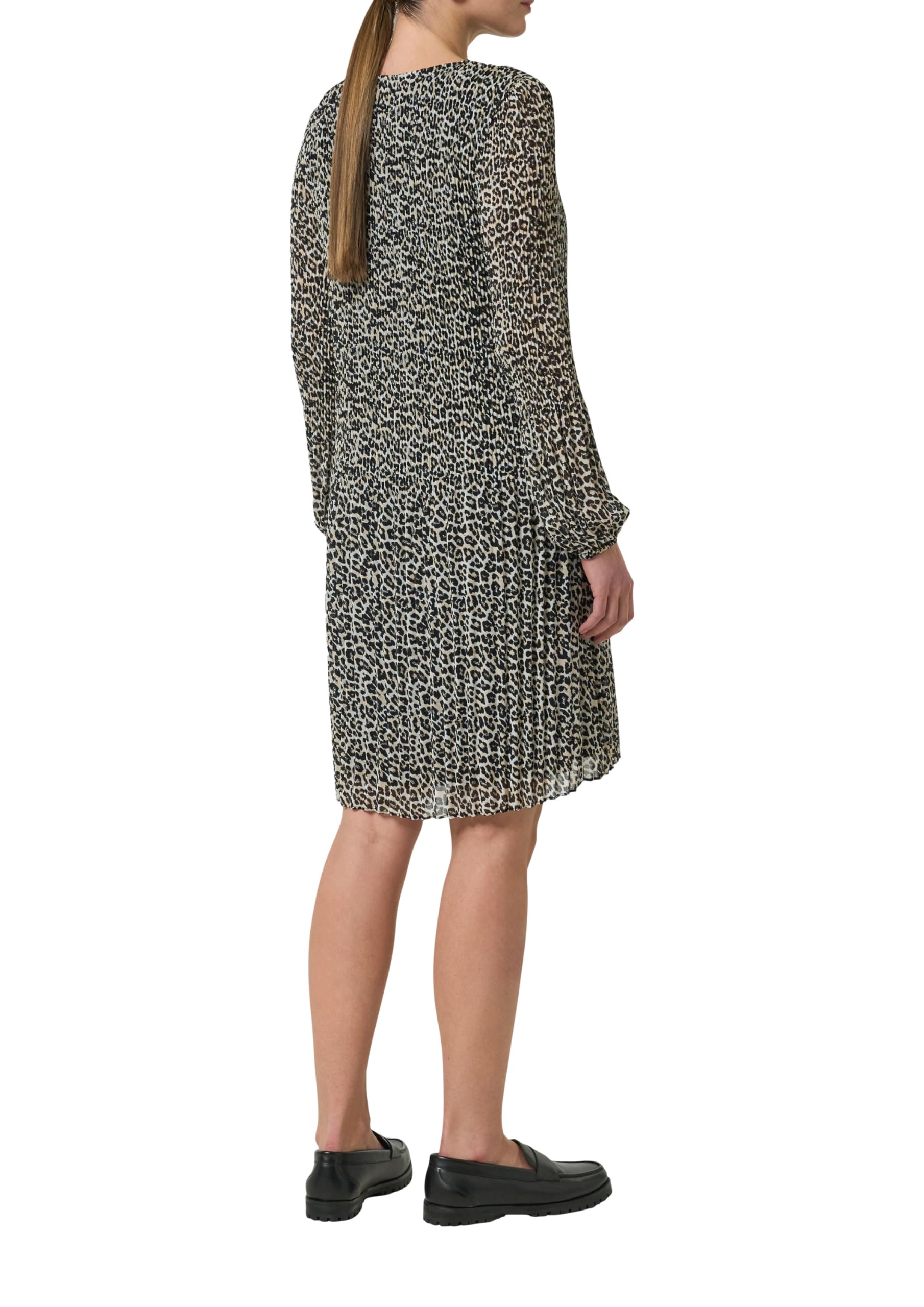 comma-plissiertes-chiffon-kleid-mit-leo-print-beige-42 image 2