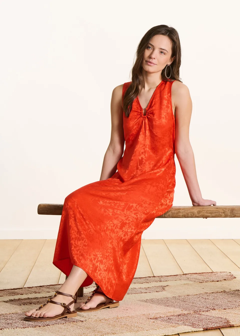 la-f-e-marabout-e-fedez-maxikleid-orange-jacquard image 1