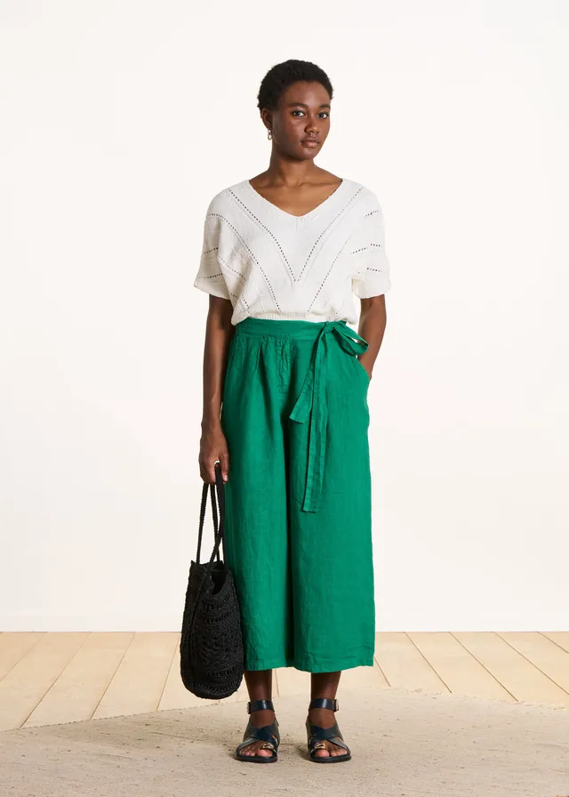 la-f-e-marabout-e-fimba-hose-gr-n-leinen-cropped-weit image 1