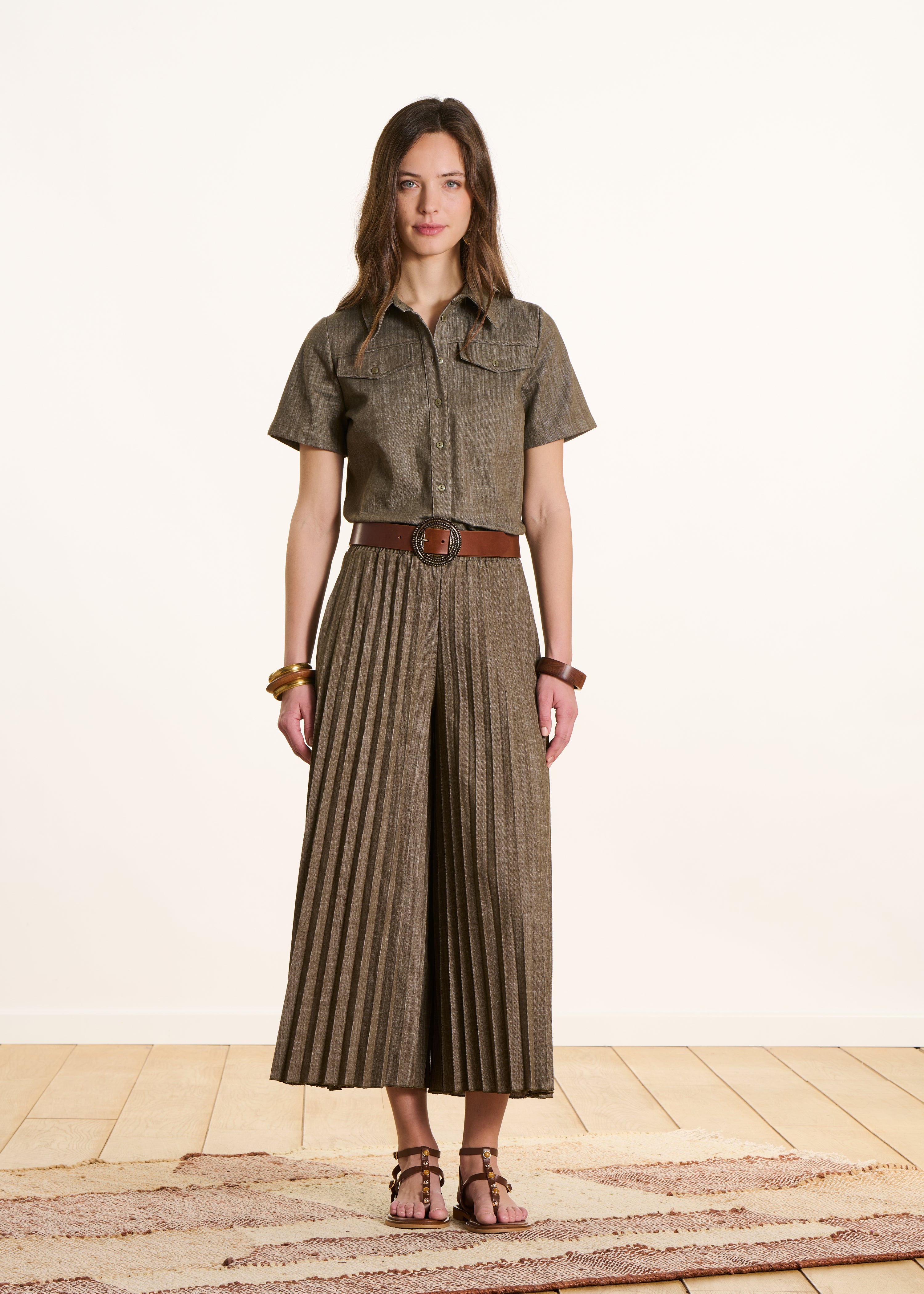 la-f-e-marabout-e-diaby-bluse-kurzarm-denim-khaki-gr-36 image 2