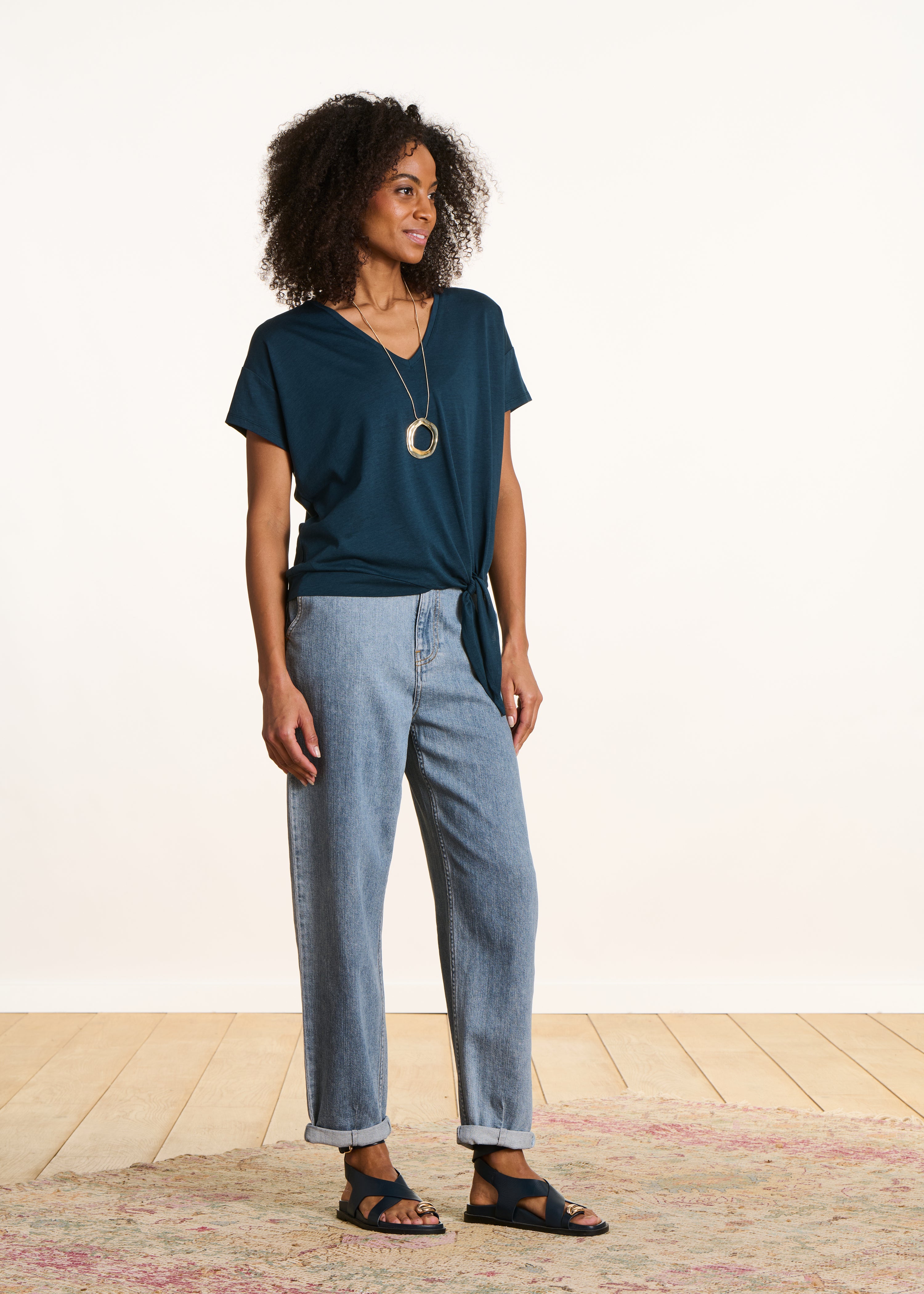 la-f-e-marabout-e-velsi-t-shirt-petrol-v-ausschnitt-kurzarm image 2