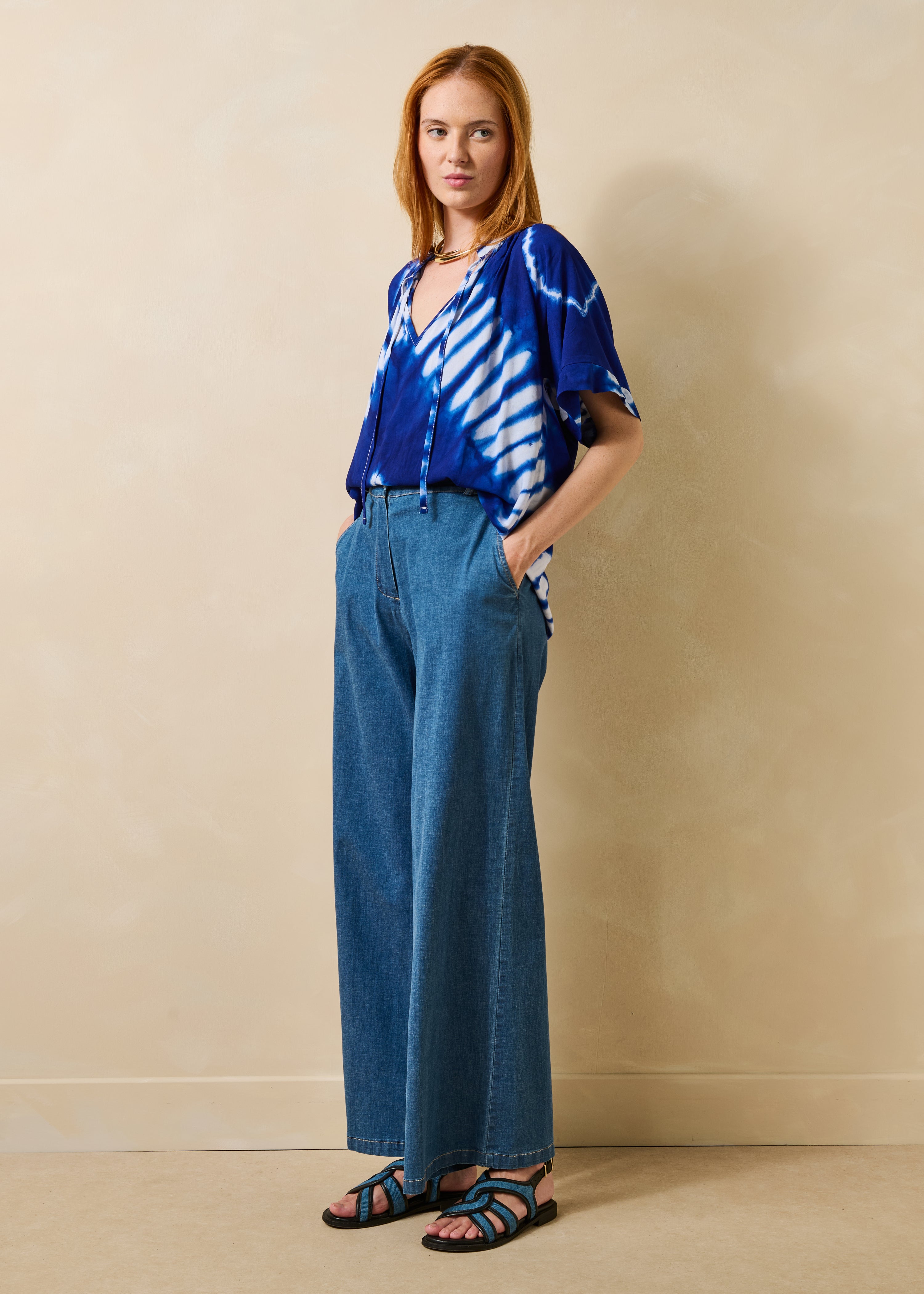 la-f-e-marabout-e-diosiya-top-damen-blau-ethno-print image 2