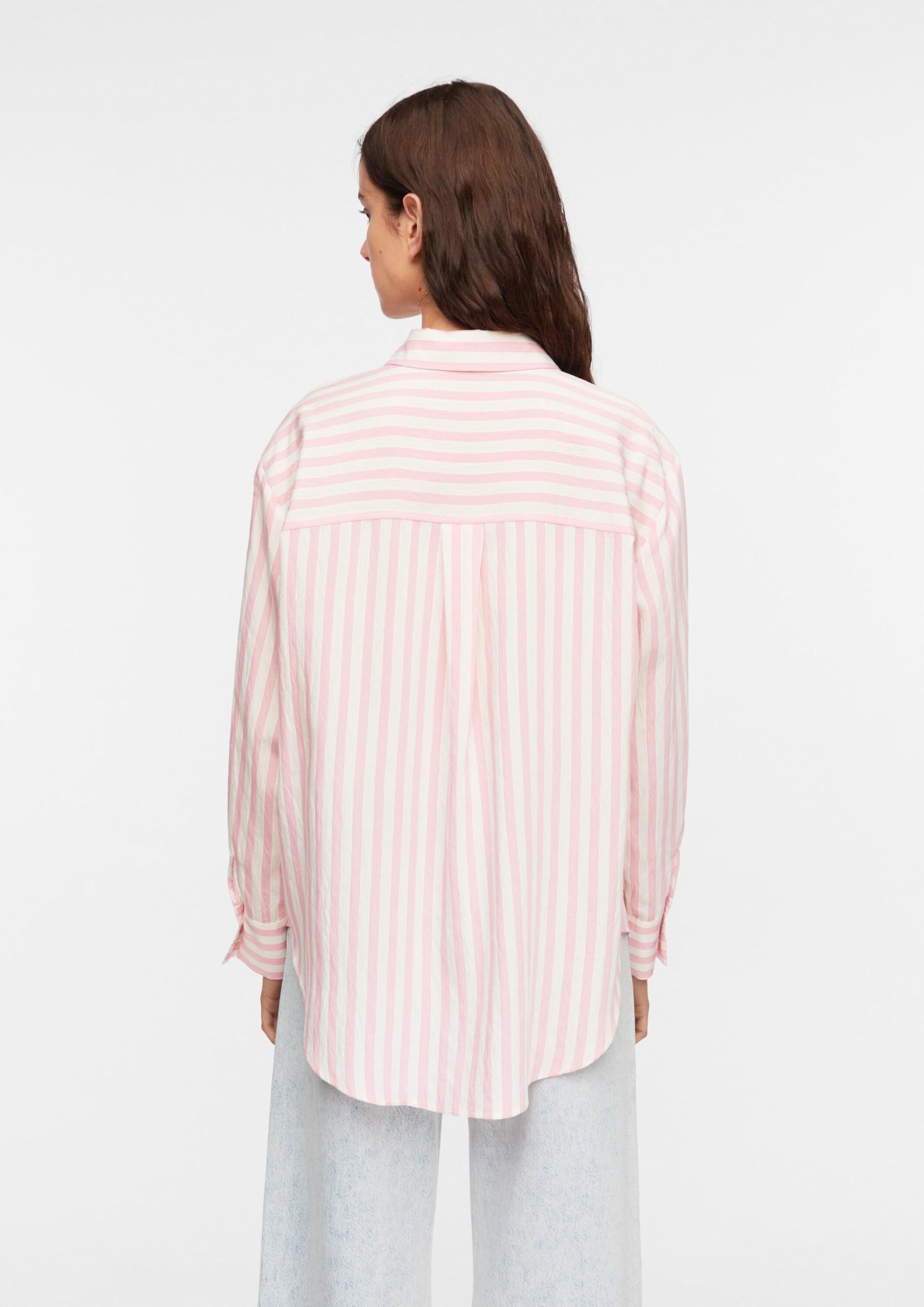 comma-blouses-bluse-loose-fit-streifen-hemdkragen-gr-34-rosa image 7