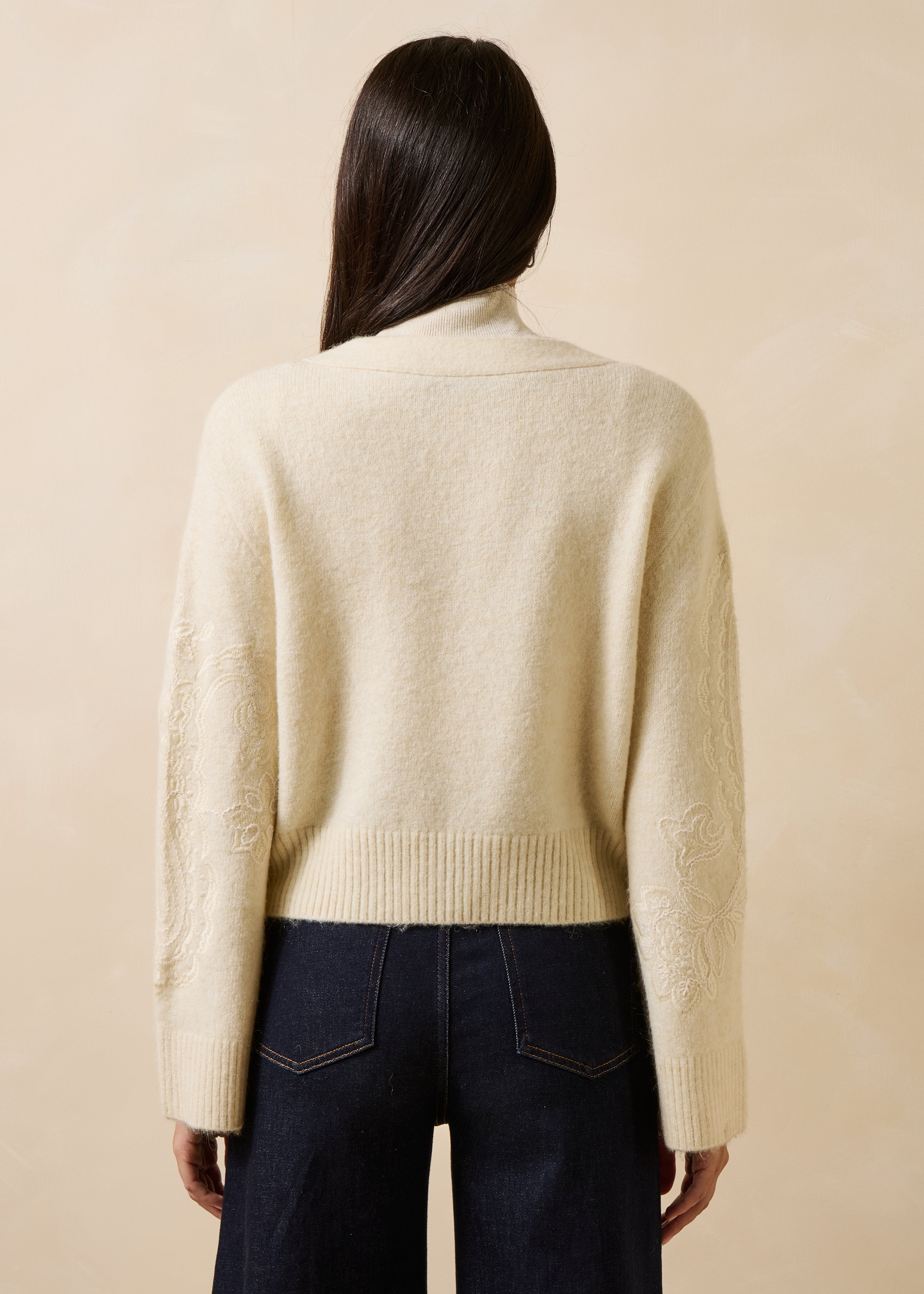 la-f-e-marabout-e-glass-strickjacke-ecru-stickerei image 3