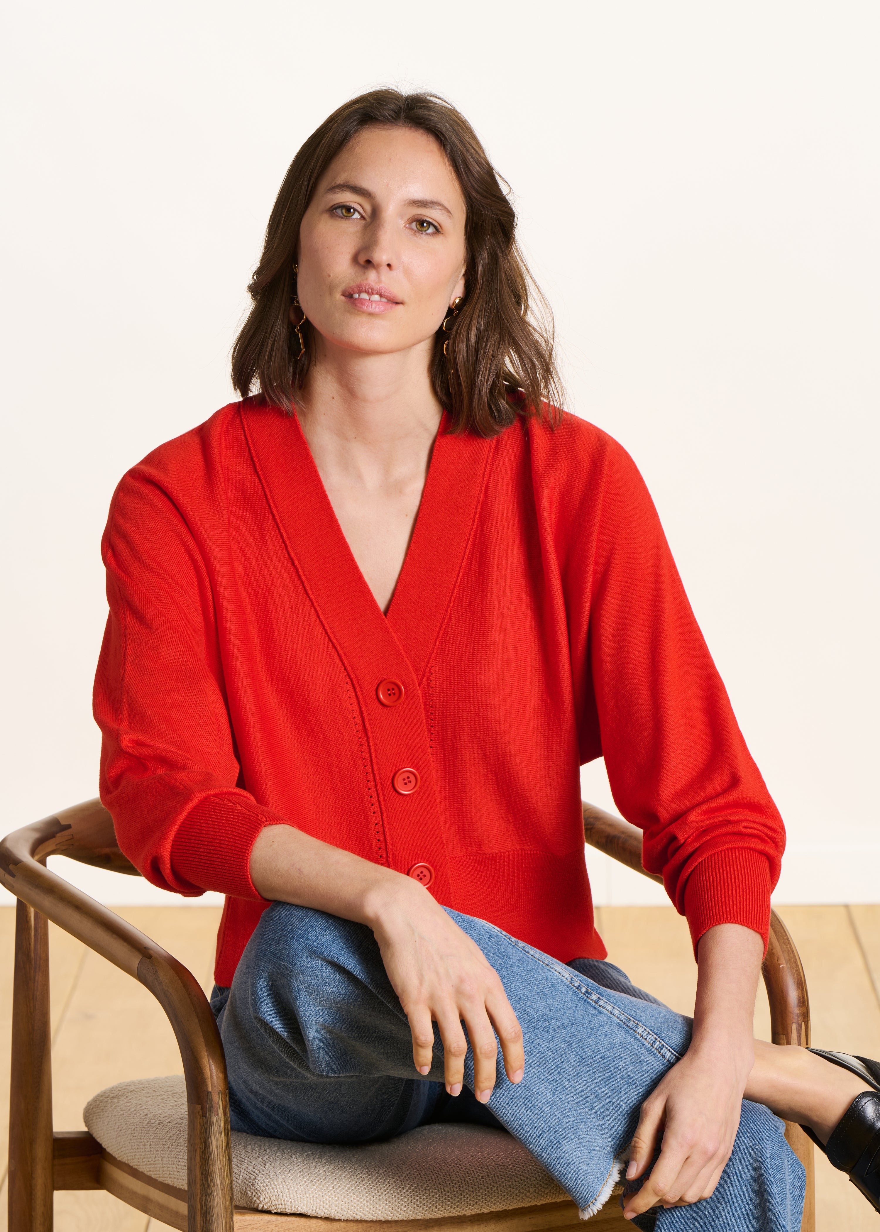 la-f-e-marabout-e-foxy-strickjacke-rot-feinstrick-weit image 1