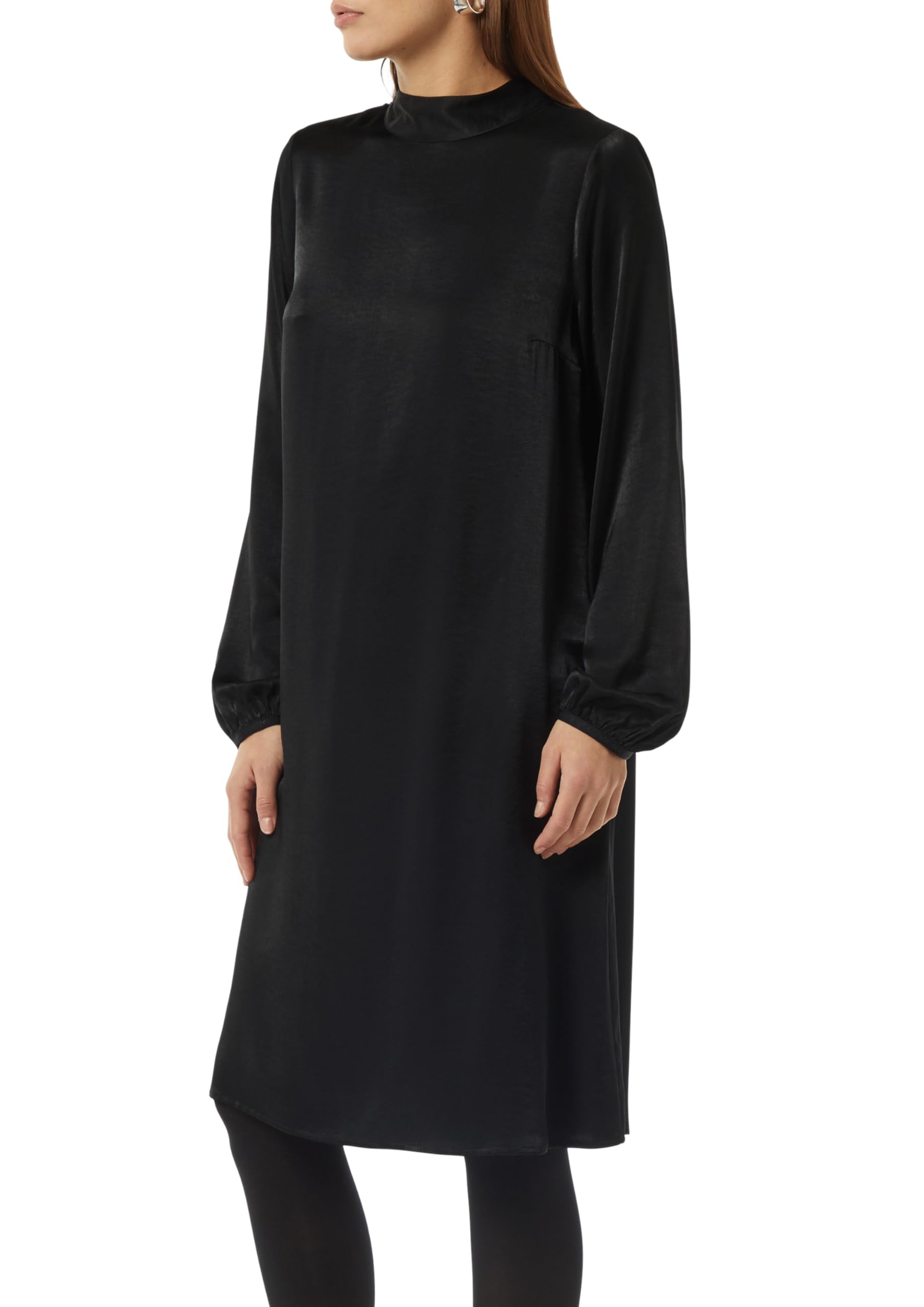 comma-viskosemix-kleid-mit-bindedetail-web-kleid-t-rkisblau image 1