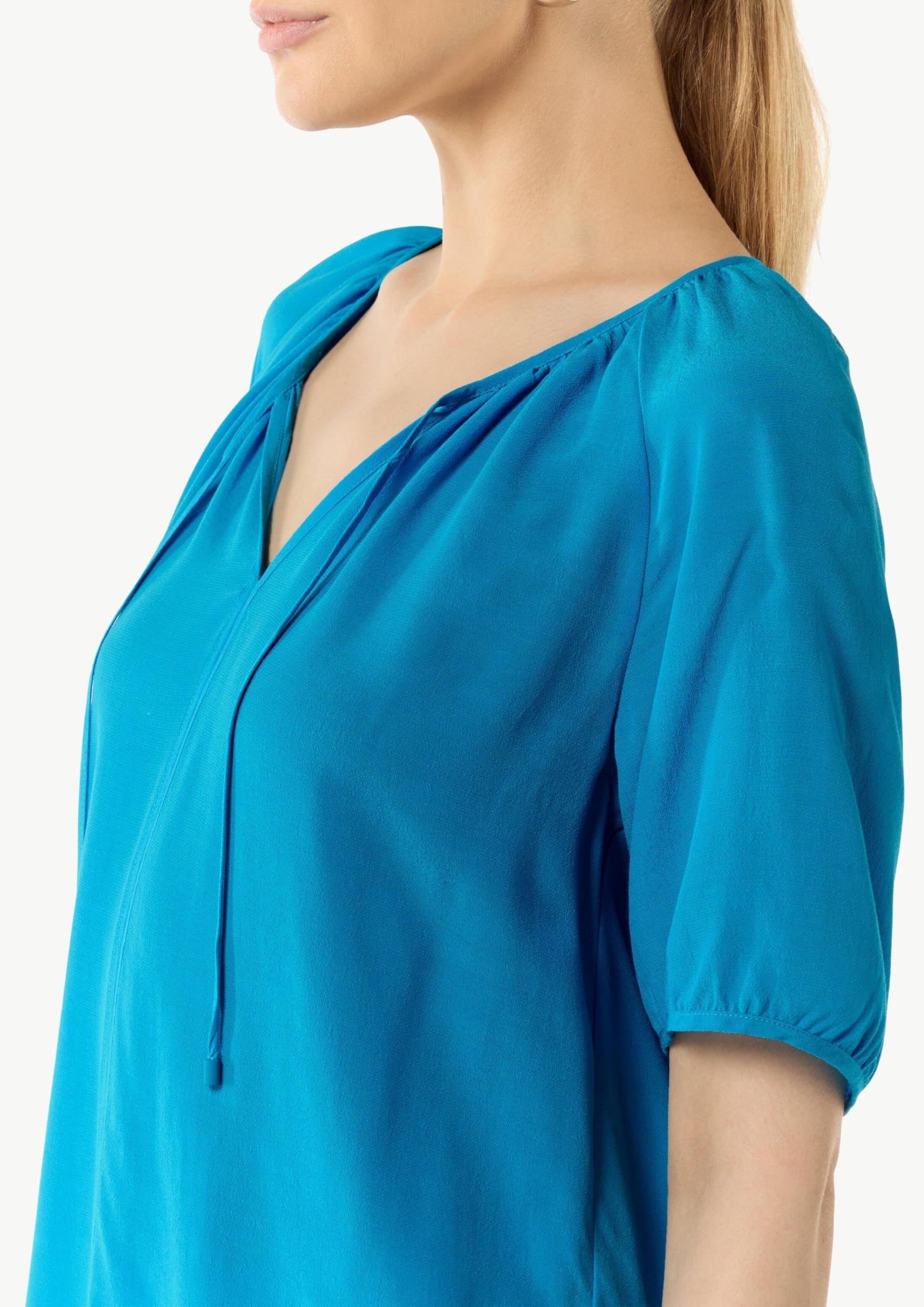 comma-blouses-cr-pe-bluse-ozeanblau-mit-raffung image 4