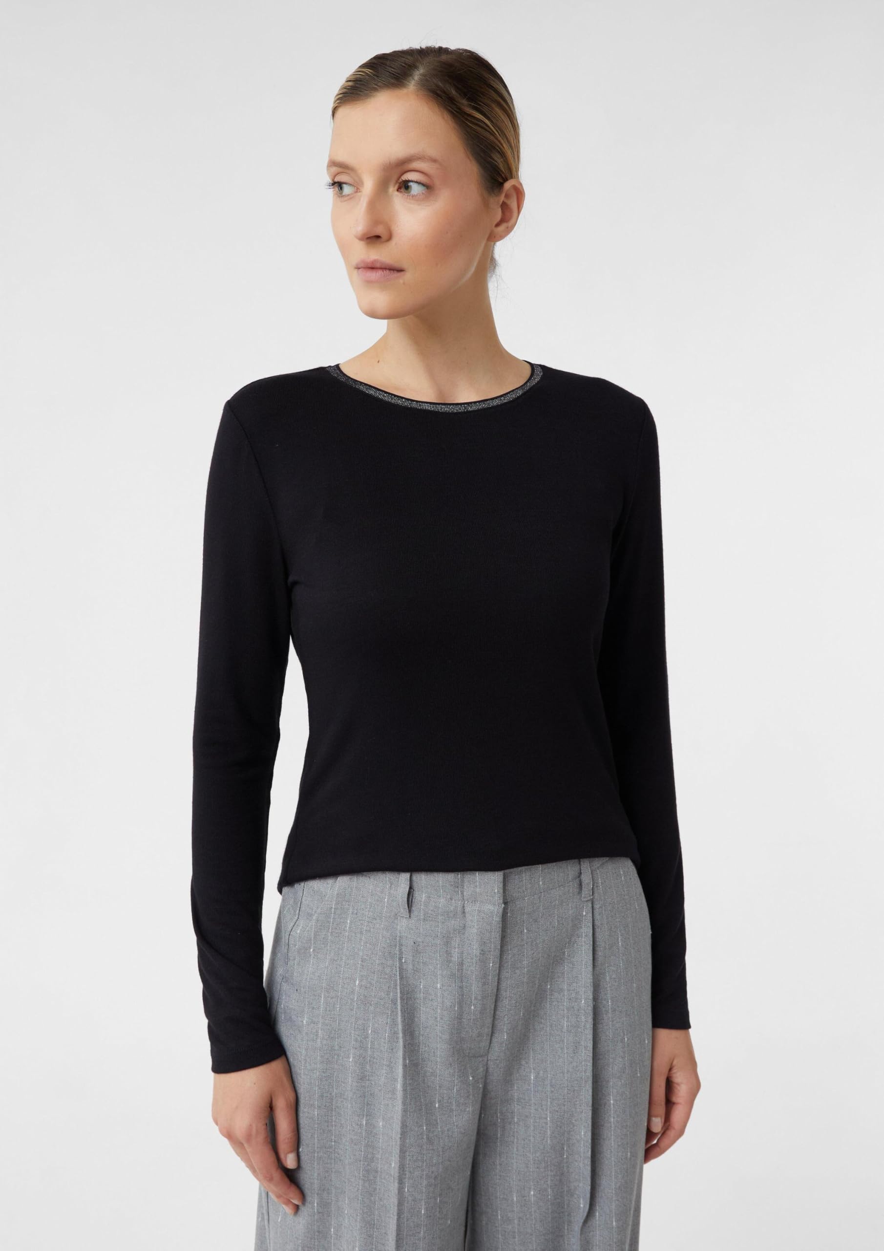 comma-tops-longsleeve-slim-fit-glitzer-schwarz-gr-40 image 6