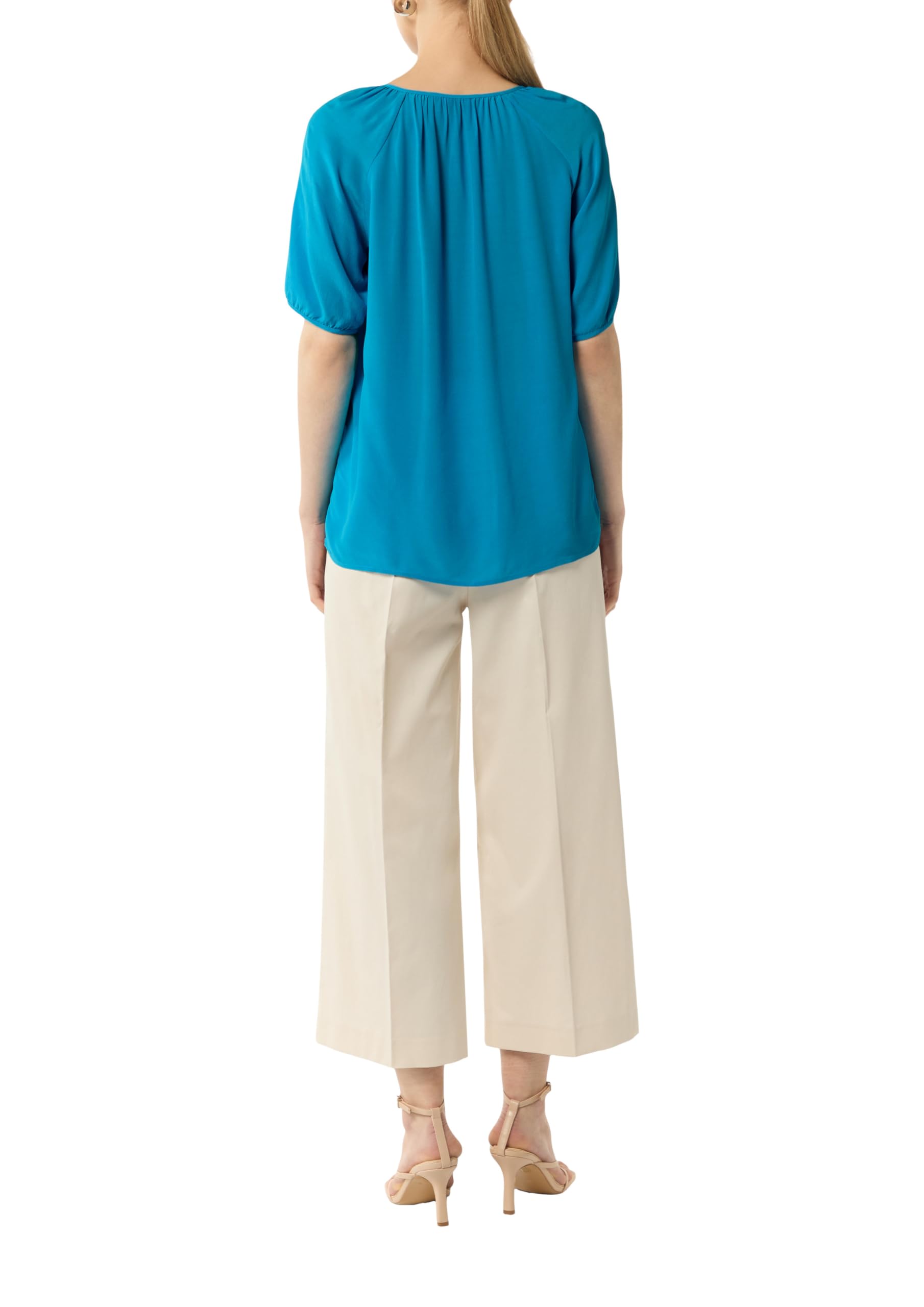 comma-blouses-cr-pe-bluse-ozeanblau-mit-raffung image 2