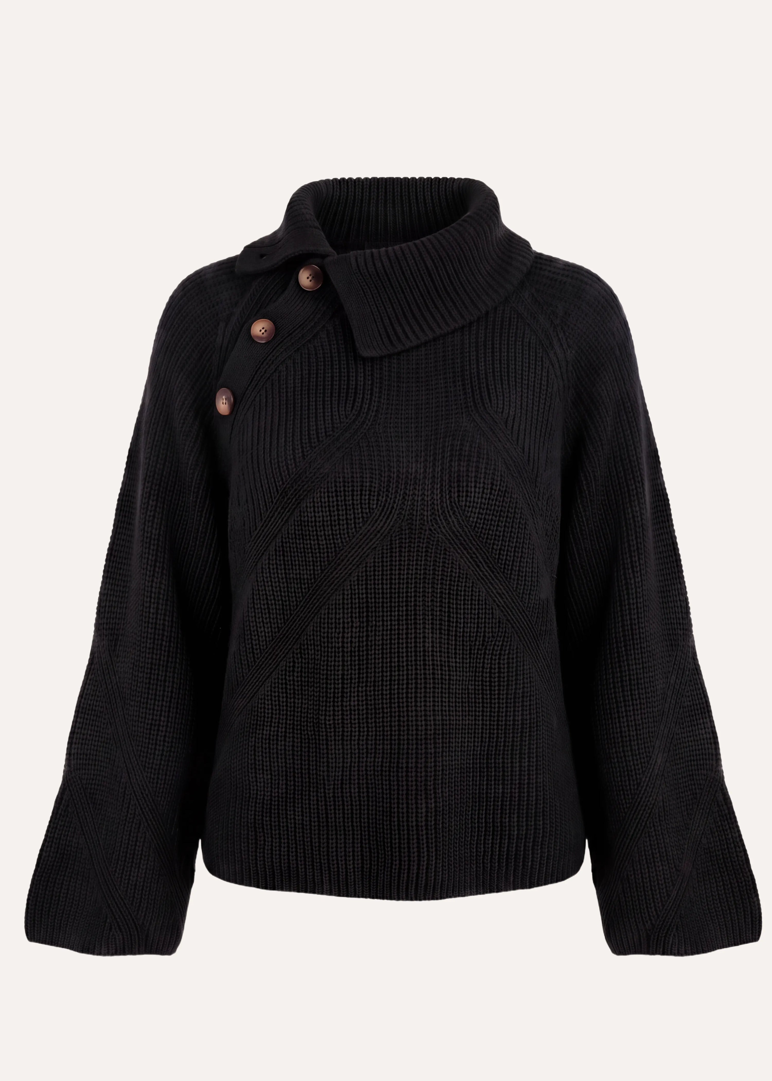 la-f-e-marabout-e-galacto-pullover-schwarz-rippstrick-knopf image 6