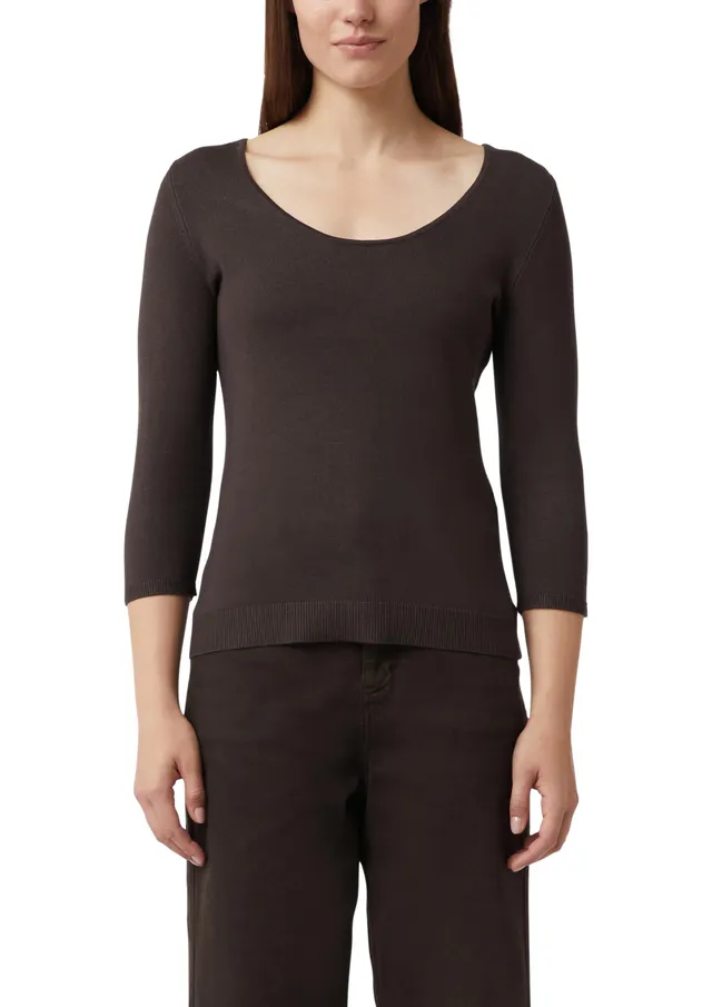 comma-feinstrickpullover-viskosemix-slim-fit-dunkelbraun image 1