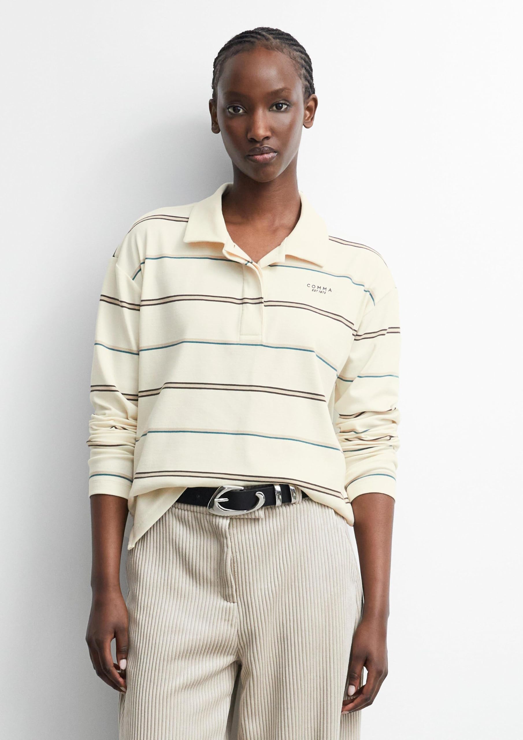 comma-tops-poloshirt-gr-46-relaxed-fit-jersey-streifen image 6