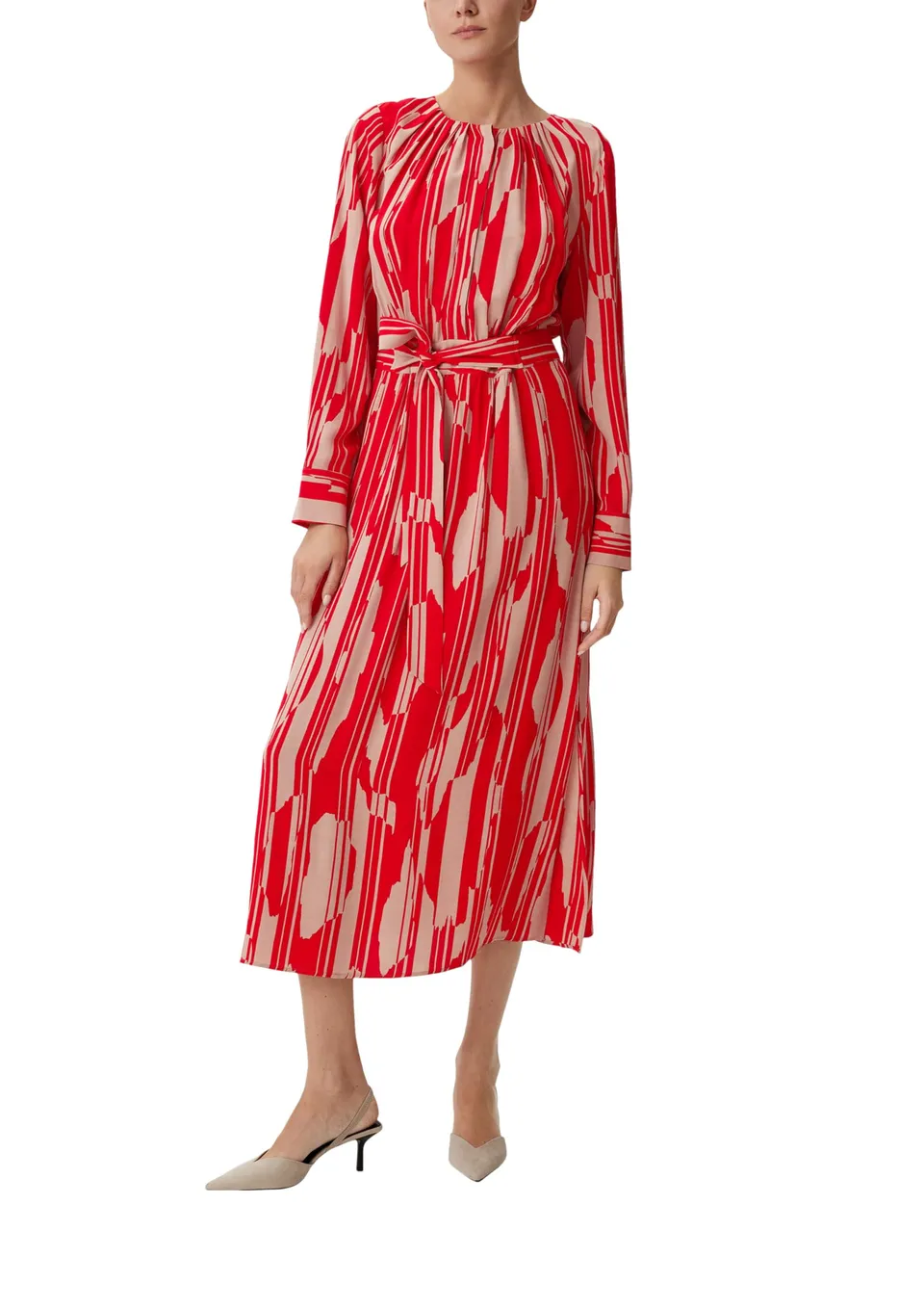 comma-maxikleid-damen-crepe-viskose-bindeg-rtel image 1