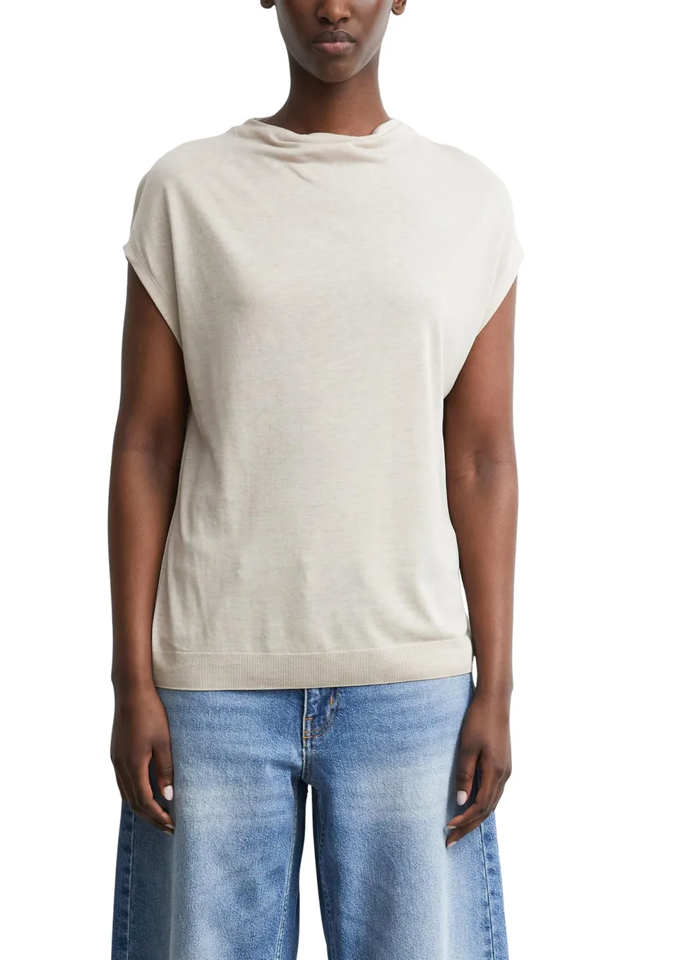 comma-t-shirt-mockneck-beige-kurzarm-gr-32 image 1