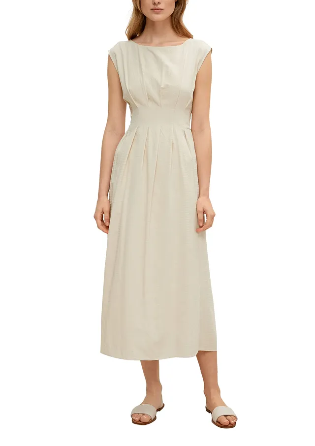 comma-kurz-kleid-beige-gr-e-40-mit-raffdetail image 1