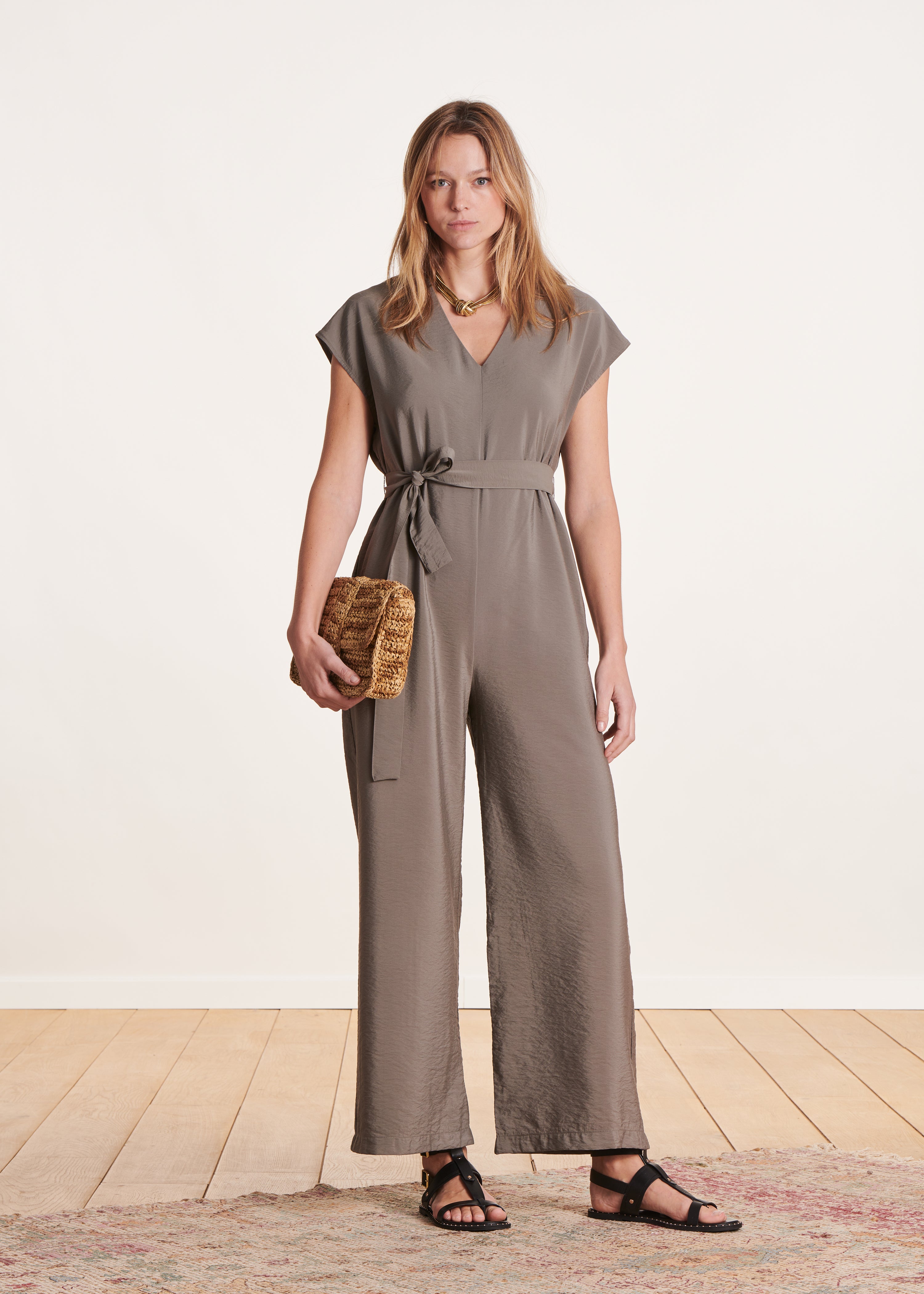 la-f-e-marabout-e-sedona-jumpsuit-khaki-kurzarm image 2