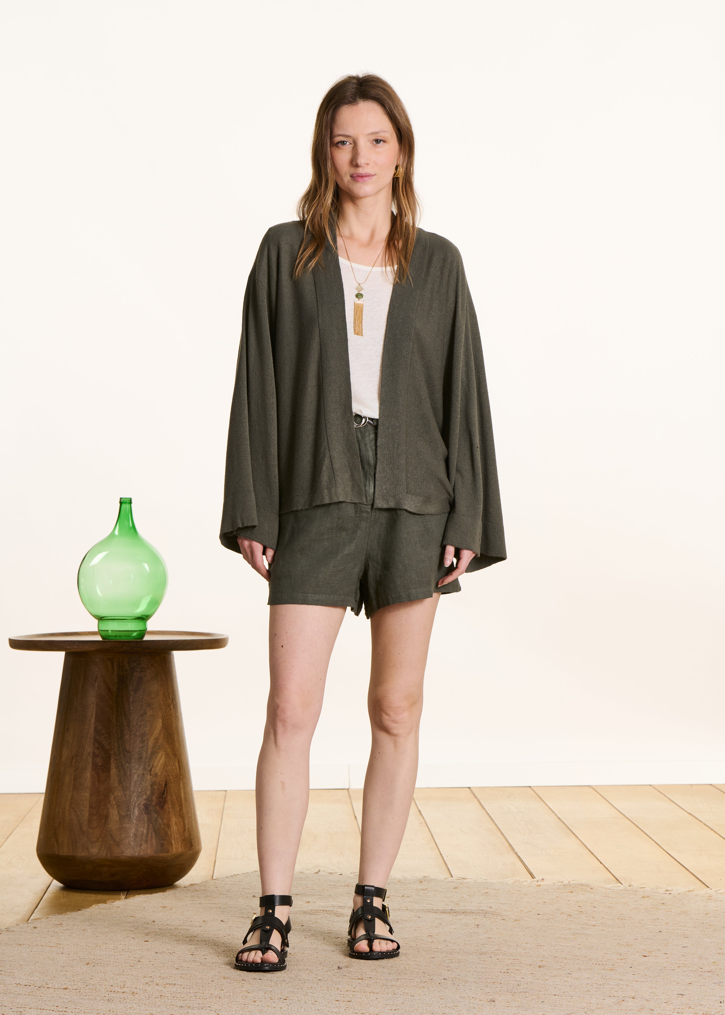 la-f-e-marabout-e-deving-strickjacke-khaki-weit image 2