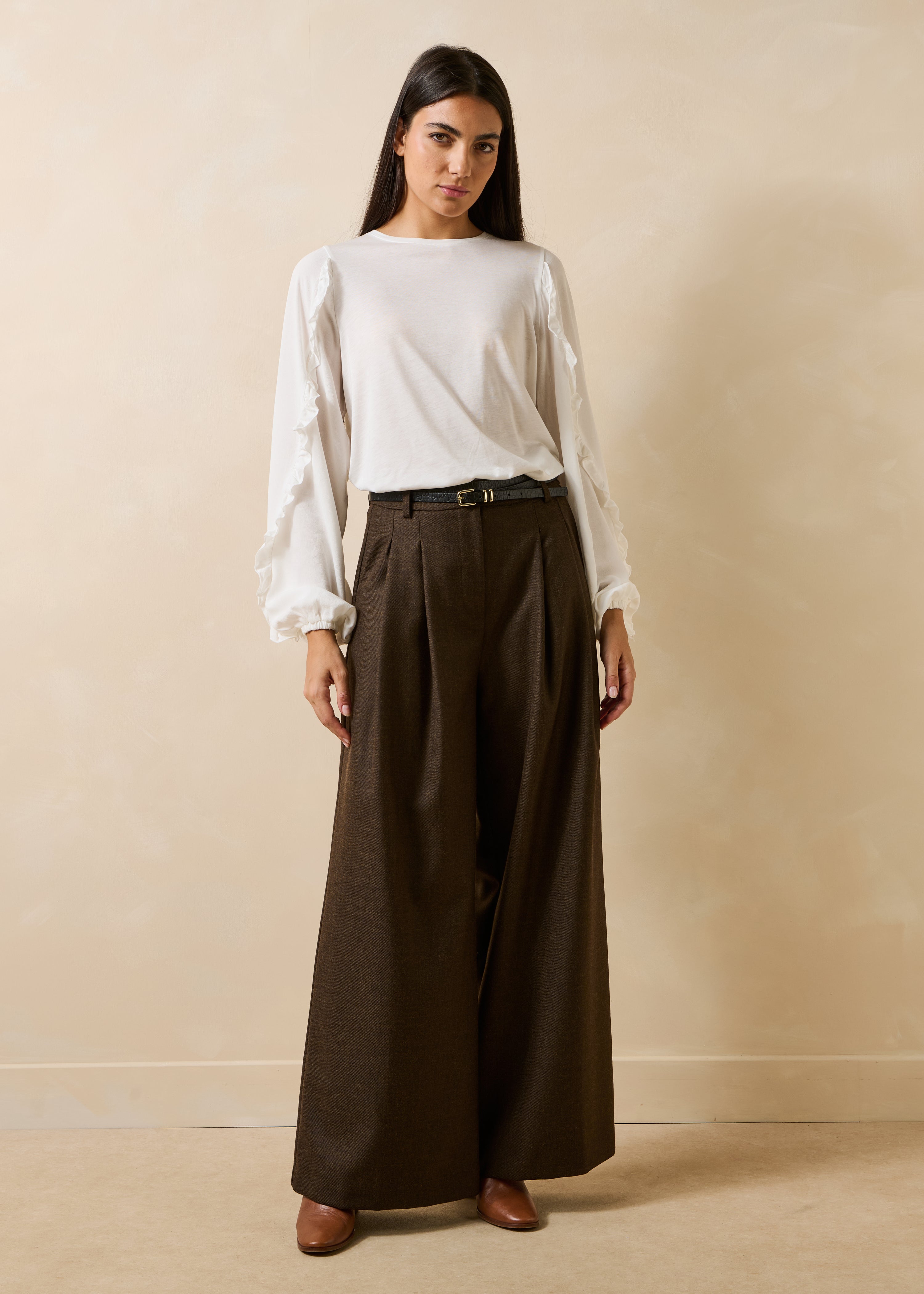 la-f-e-marabout-e-dole-hose-braun-weites-bein-wollstoff image 1