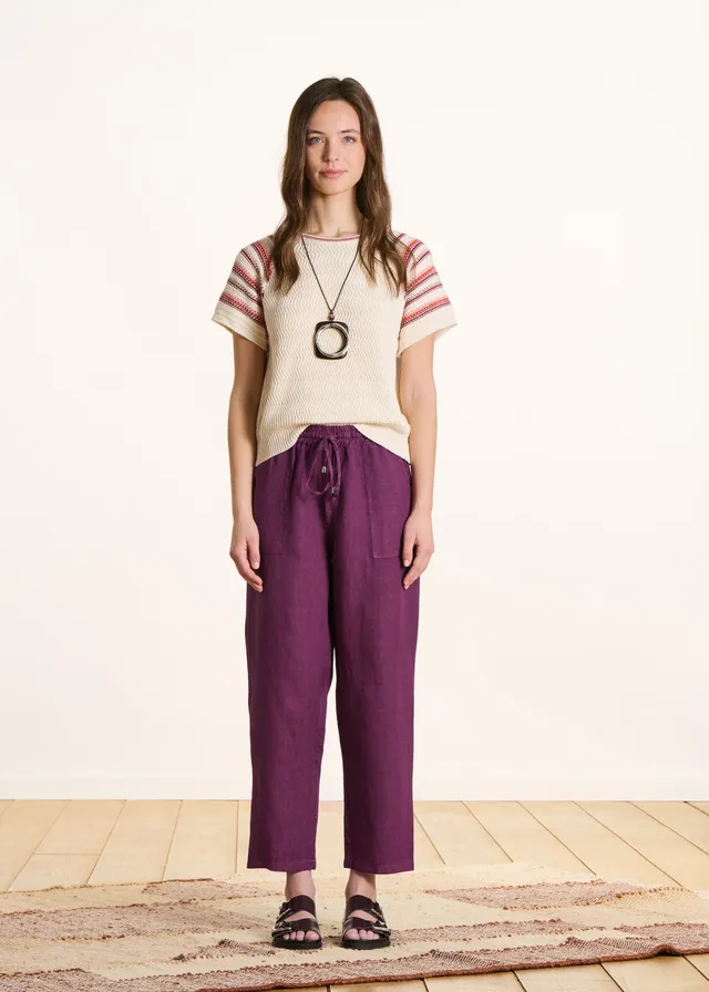 la-f-e-marabout-e-pantalons-leinenhose-7-8-lila-lin-feige-elastisch image 1