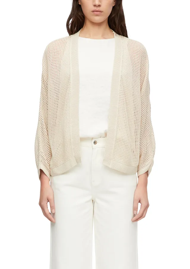 comma-strickjacke-ajourmuster-loose-fit-xl-beige image 1