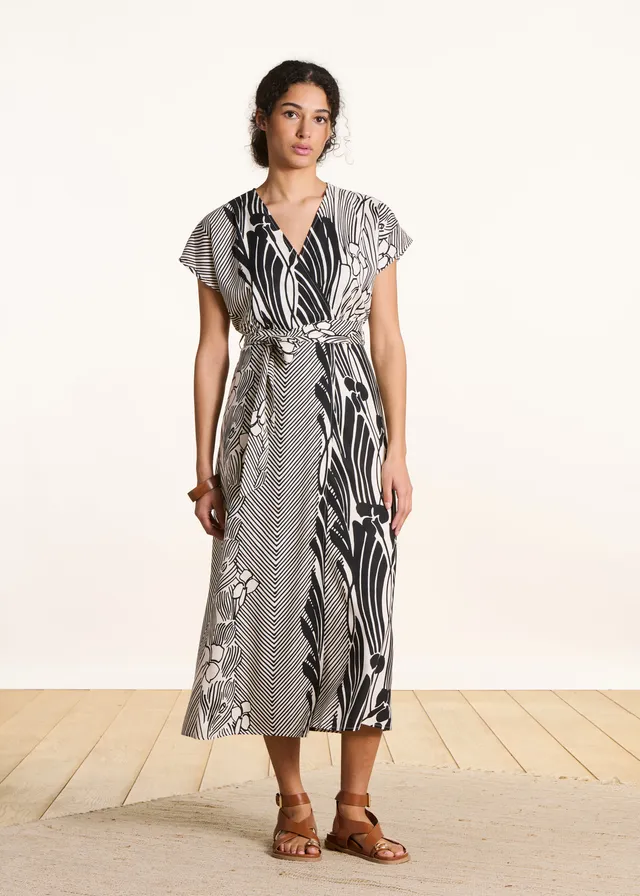 la-f-e-marabout-e-finita-wickelkleid-ecru-schwarz-lang image 1