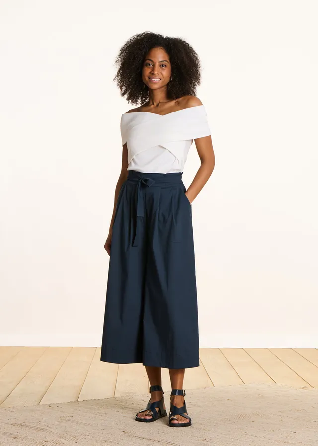 la-f-e-marabout-e-dactus-stoffhose-7-8-marine-weites-bein image 1