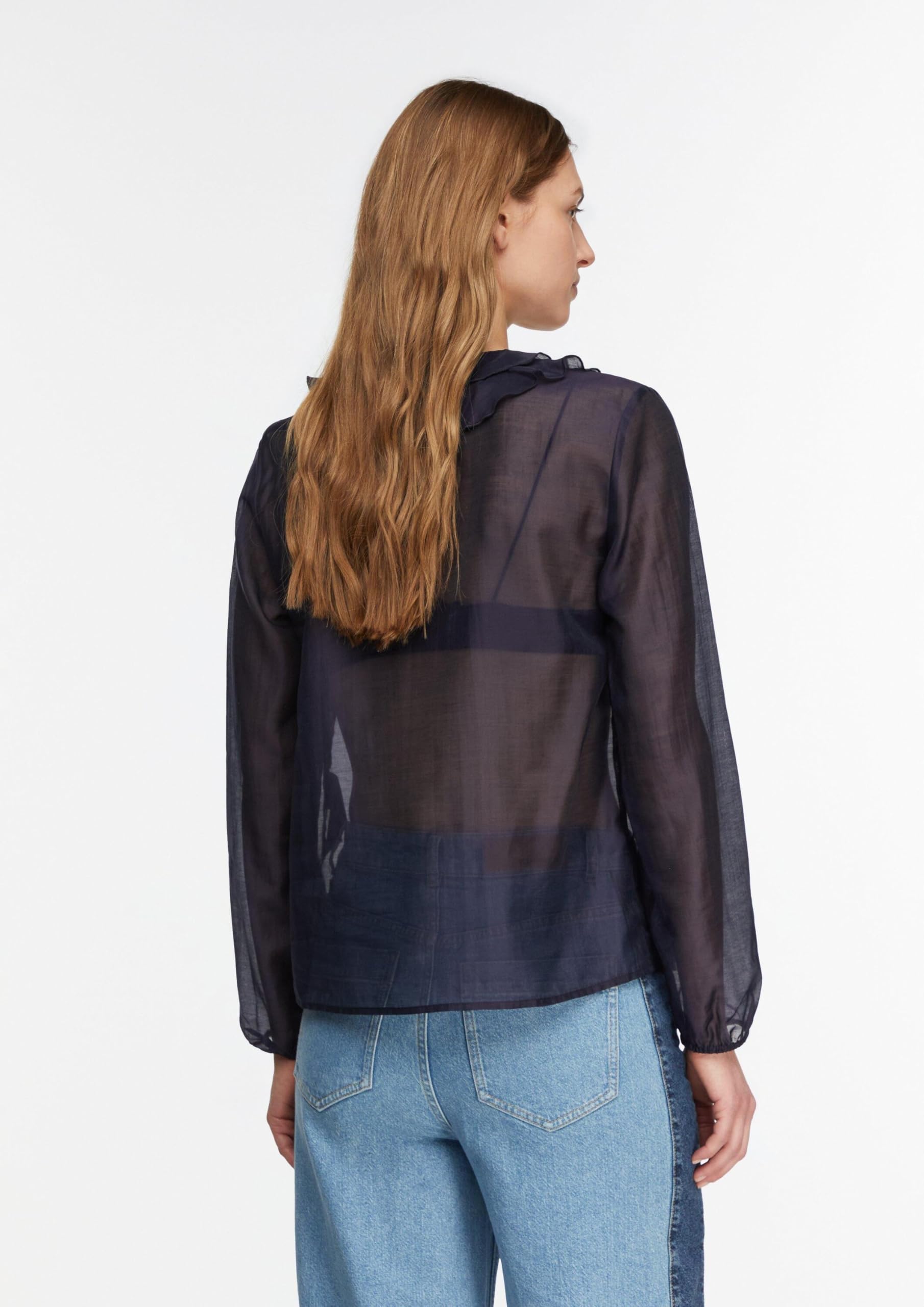 comma-bluse-lyocell-volants-damen-gr-40-navy image 3