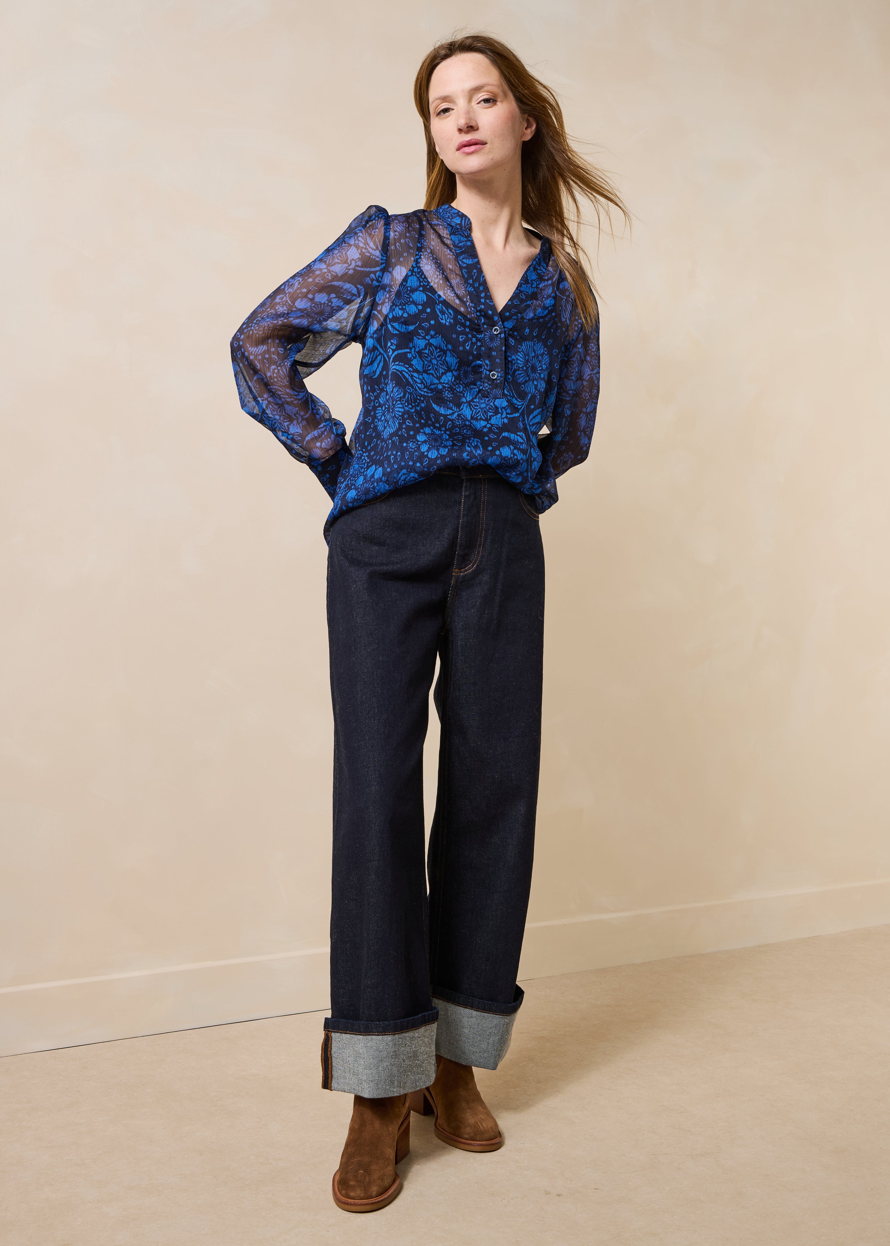 la-f-e-marabout-e-zulys-top-blau-blumendruck-tunika image 2