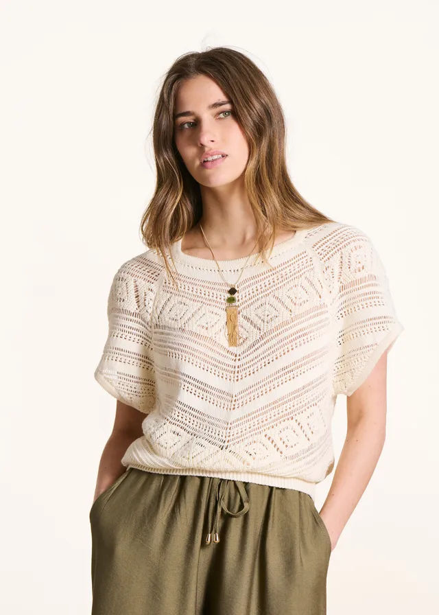 la-f-e-marabout-e-filia-pullover-lochstrick-ecru-damen image 1