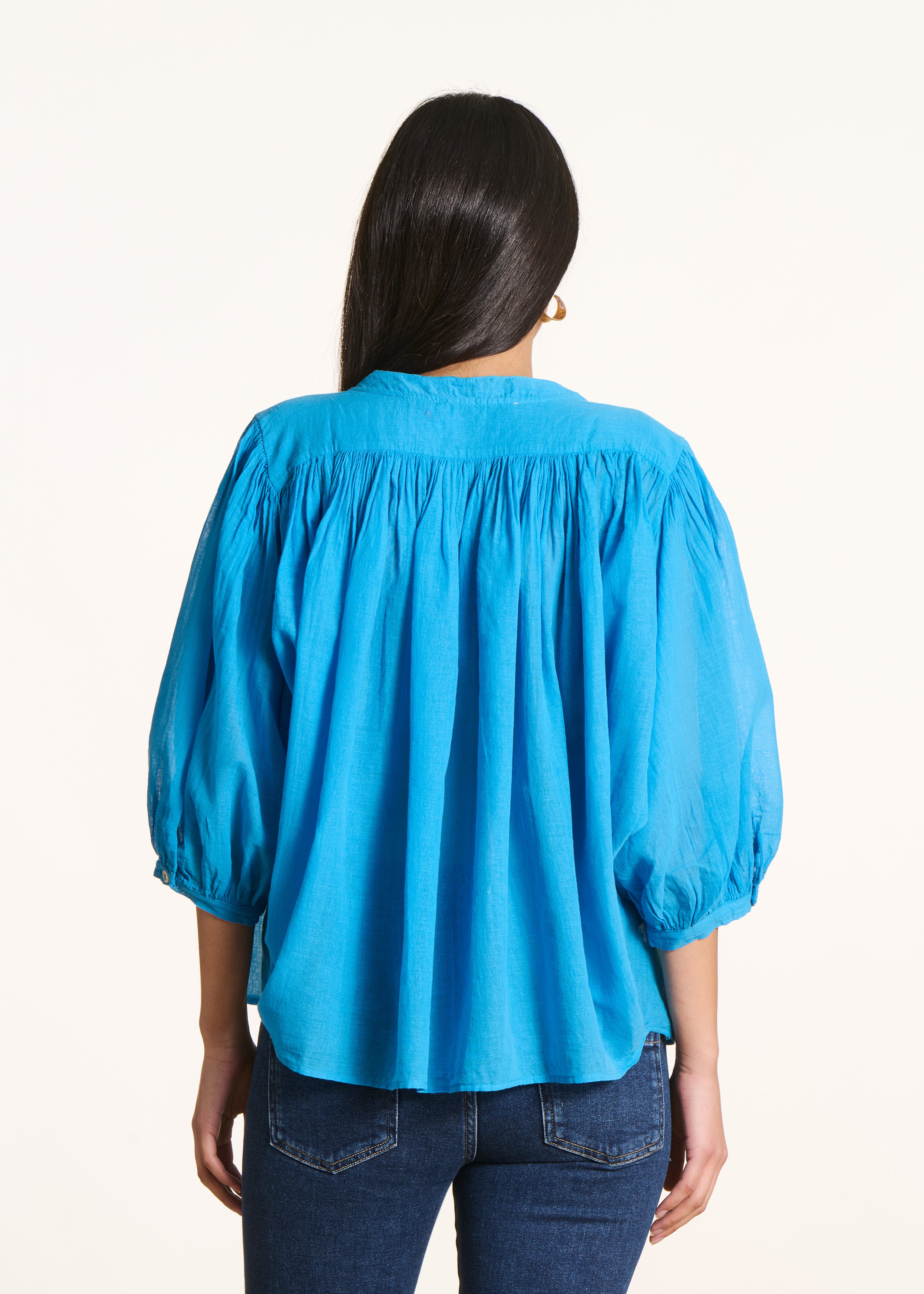 la-f-e-marabout-e-douwina-bluse-baumwolle-blau-mao-kragen image 3