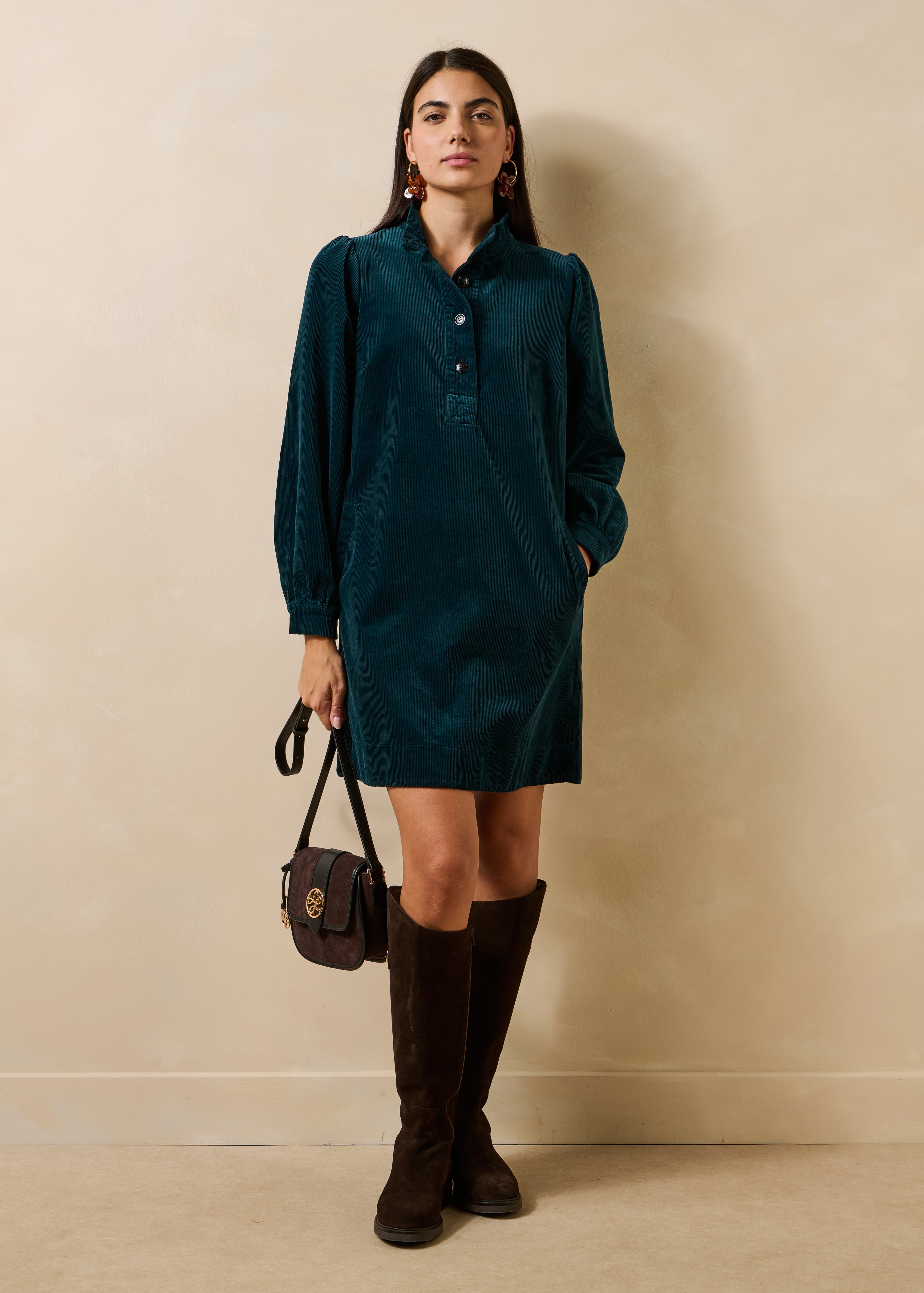 la-f-e-marabout-e-gong-kleid-damen-petrol-cord image 2
