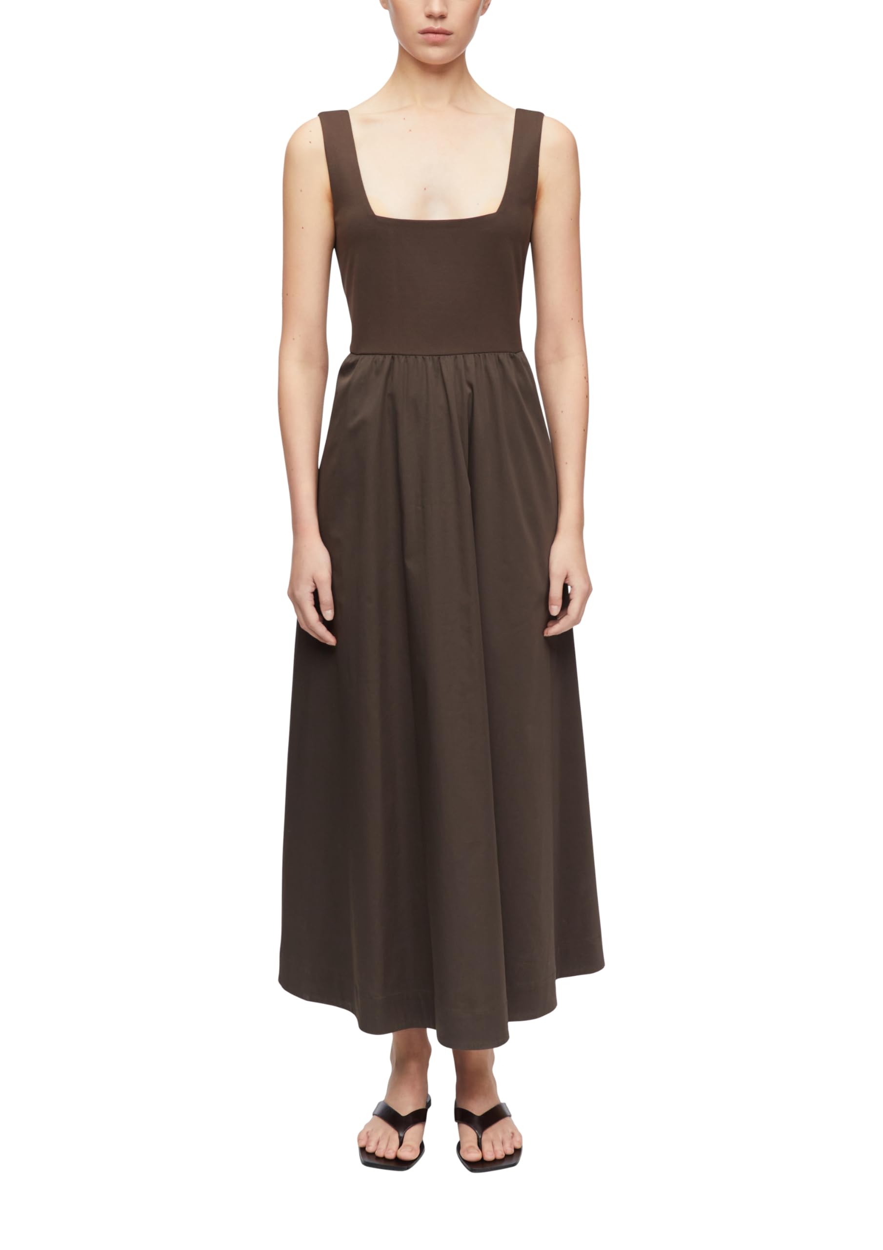 comma-jersey-popeline-kleid-gr-36-lang-dunkelbraun-taschen image 1