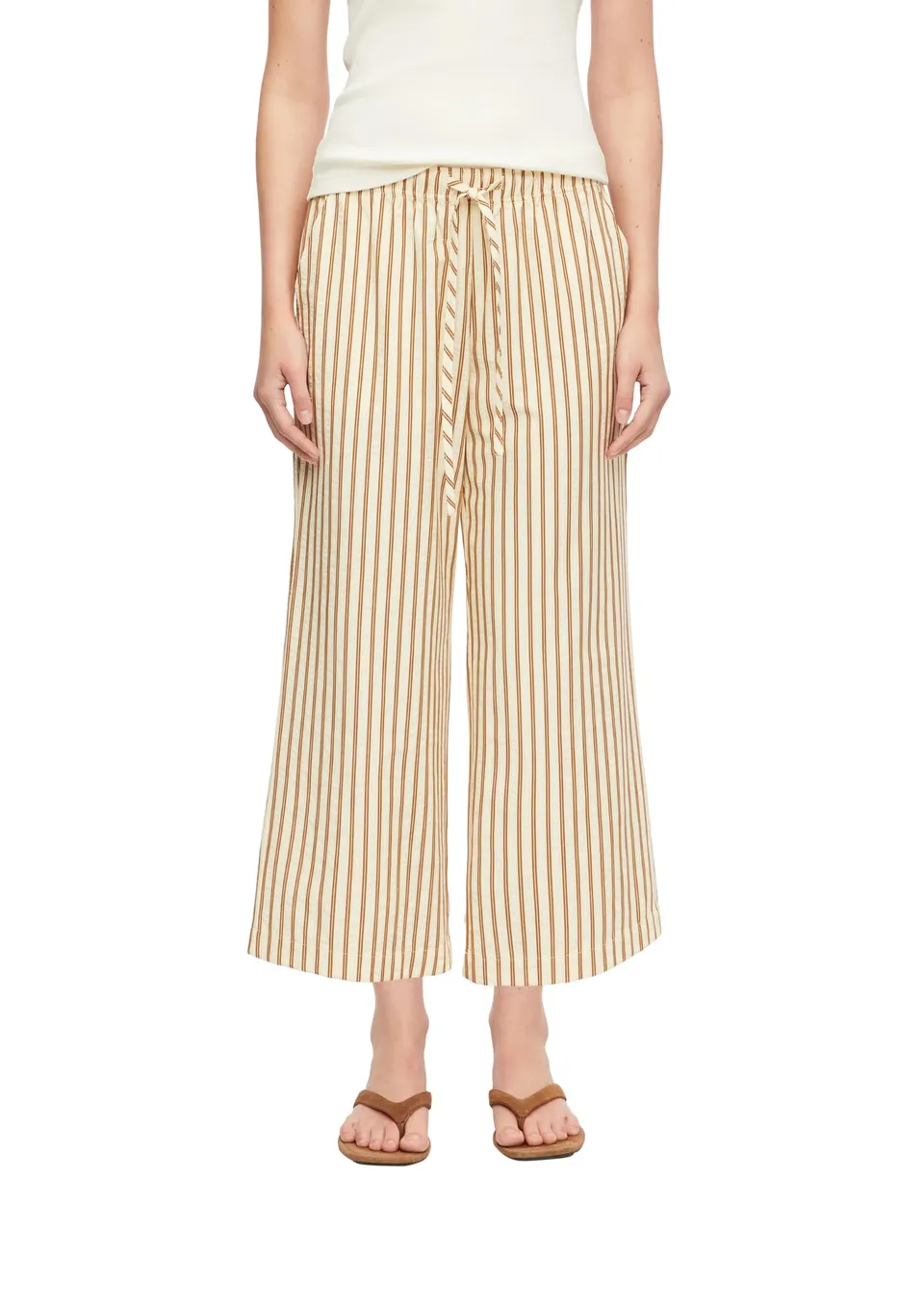 comma-trousers-culotte-hose-seersucker-bindeg-rtel-gr-34 image 1