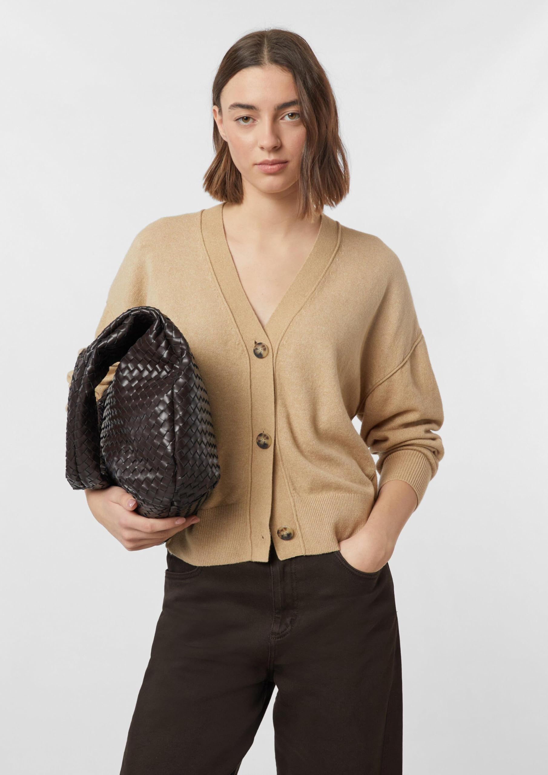 comma-strickjacke-feinstrick-oversize-v-ausschnitt-pastellt-rkis image 6