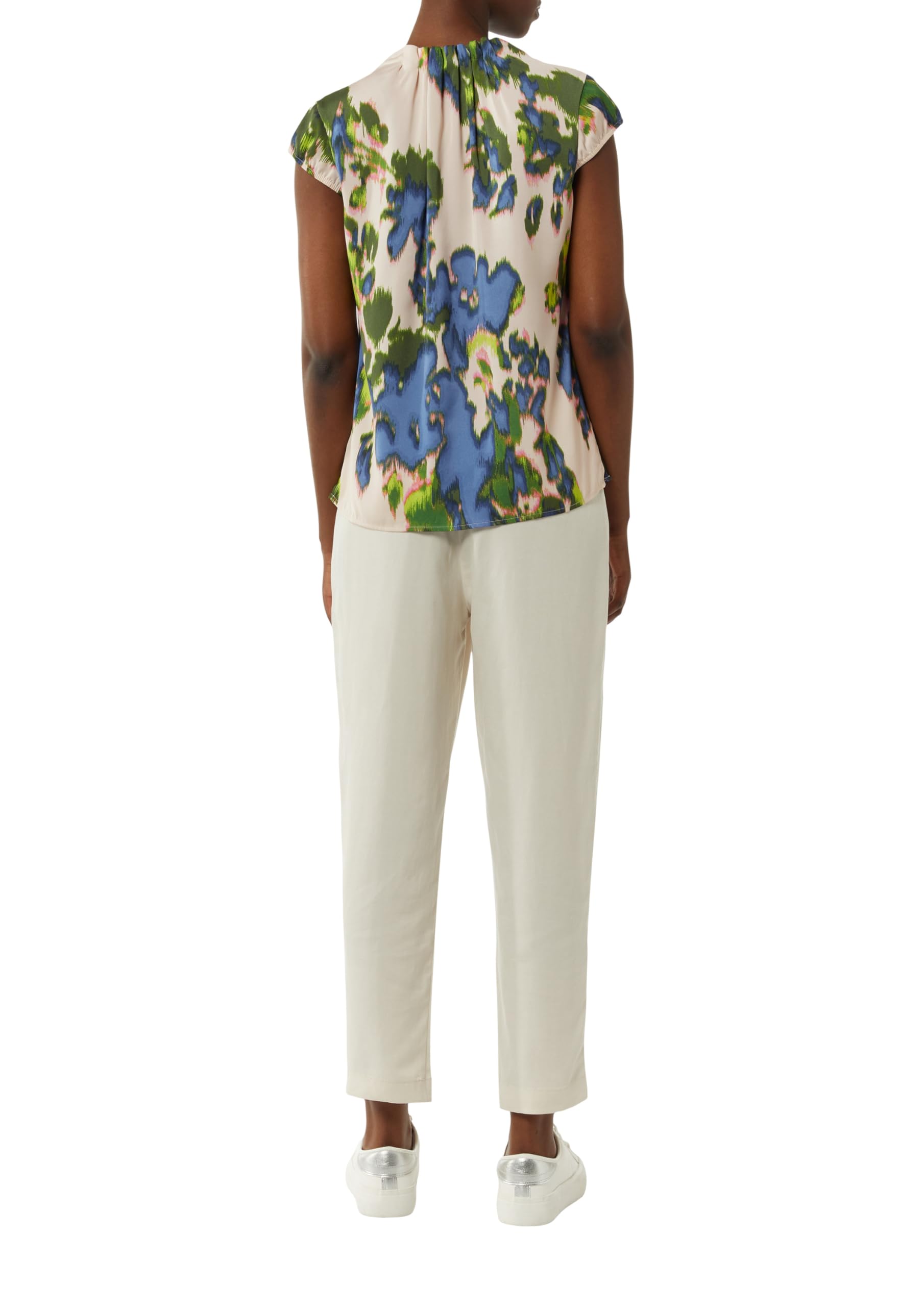 comma-satinbluse-all-over-print-raffung-kurzarm image 2