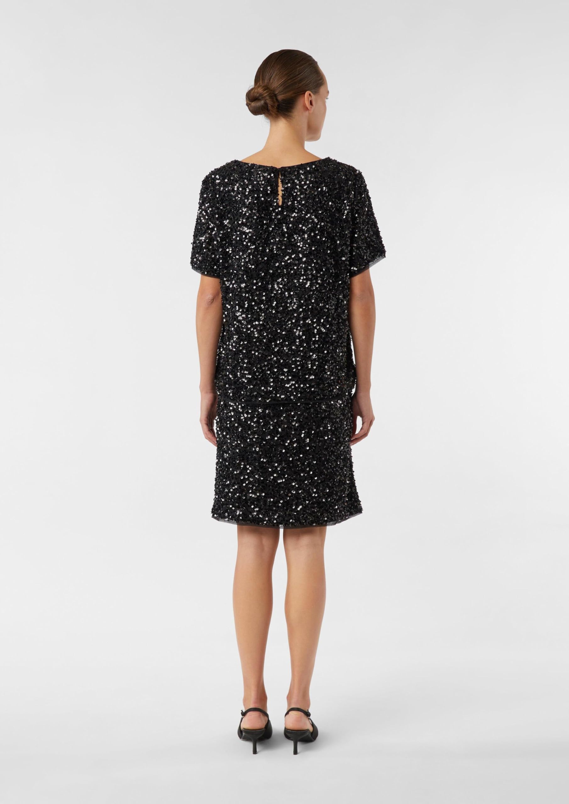 comma-bluse-kurzarm-pailletten-schwarz-blusenshirt image 8