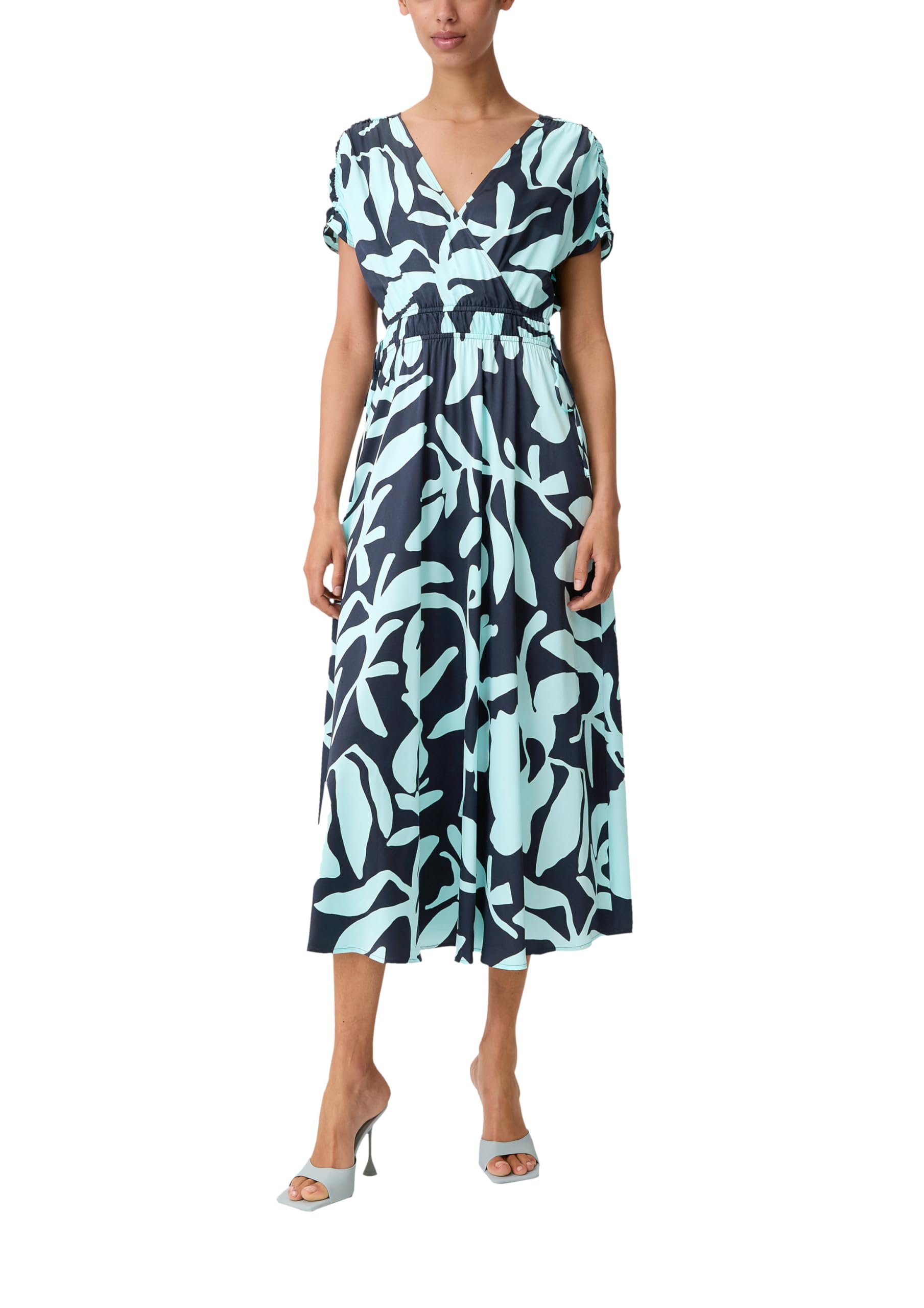 comma-satinkleid-mit-raffung-zitrone-gr-38-abendkleid image 1