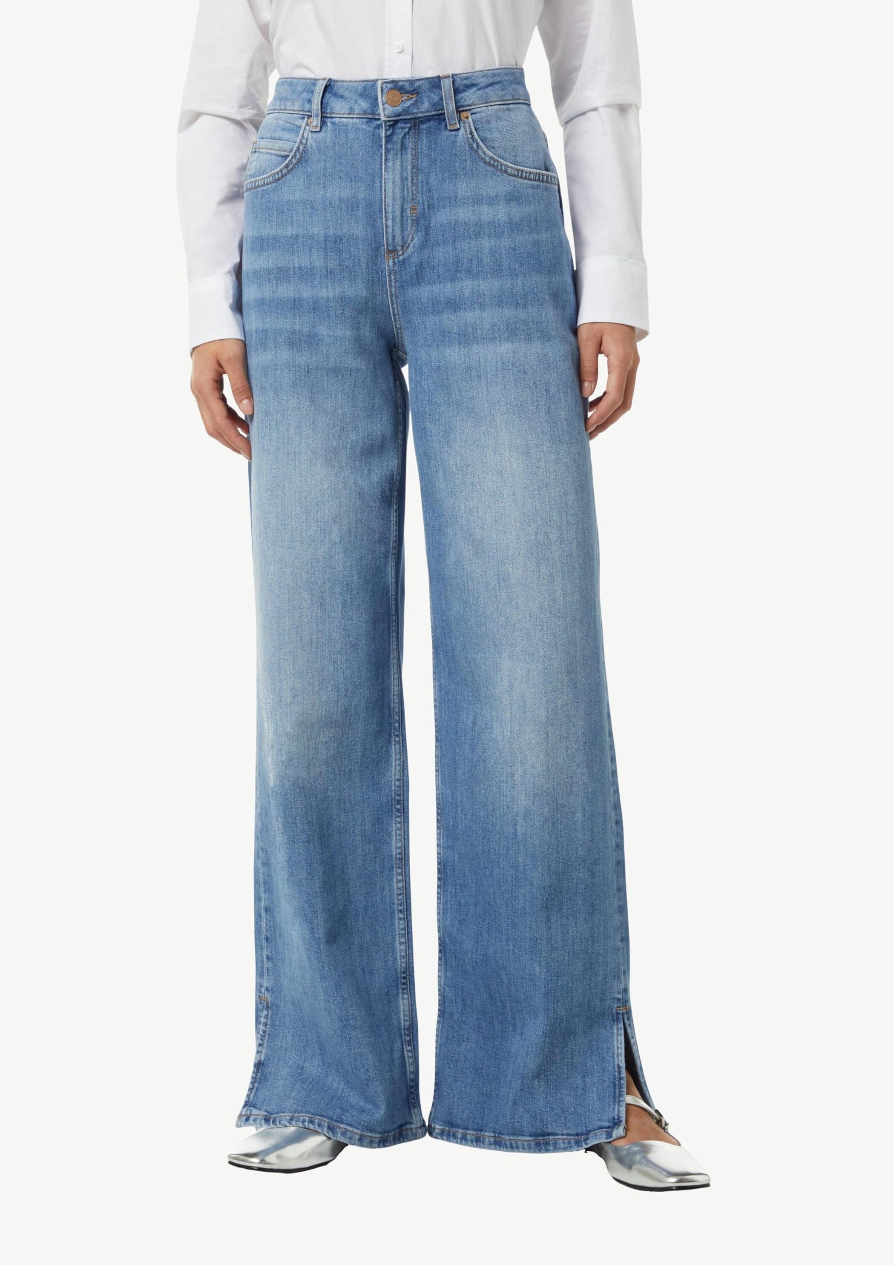 comma-wide-leg-jeans-hose-gr-40-blau-geschlitzter-saum image 5