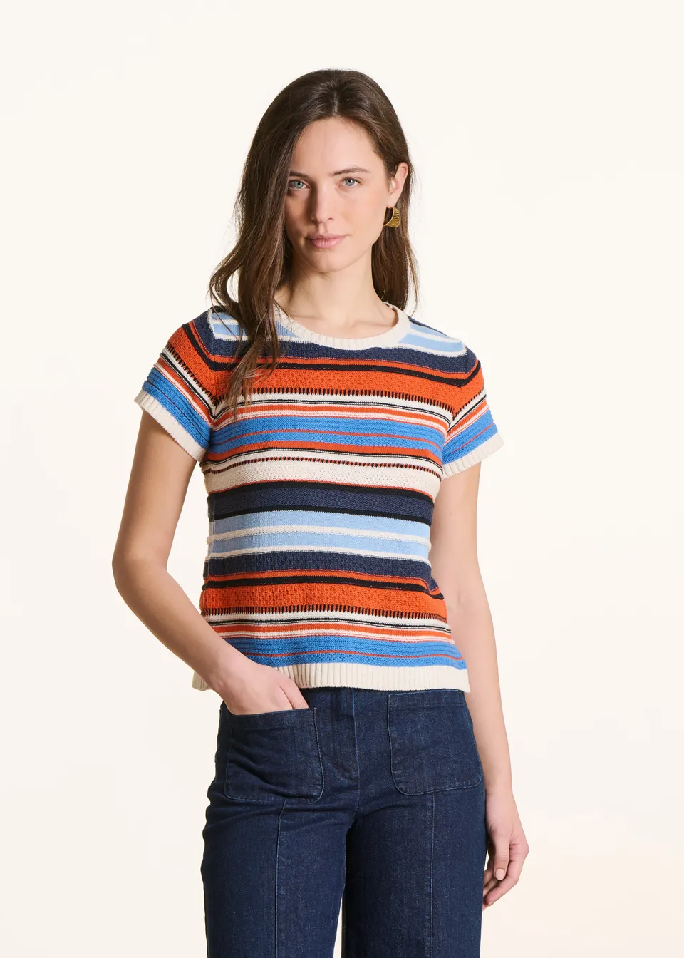 la-f-e-marabout-e-foxini-pullover-gestreift-kurzarm image 1