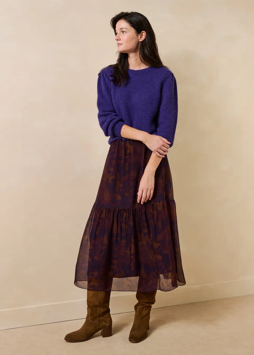 la-f-e-marabout-e-eliol-rock-lang-violett-blumen-viskose image 1