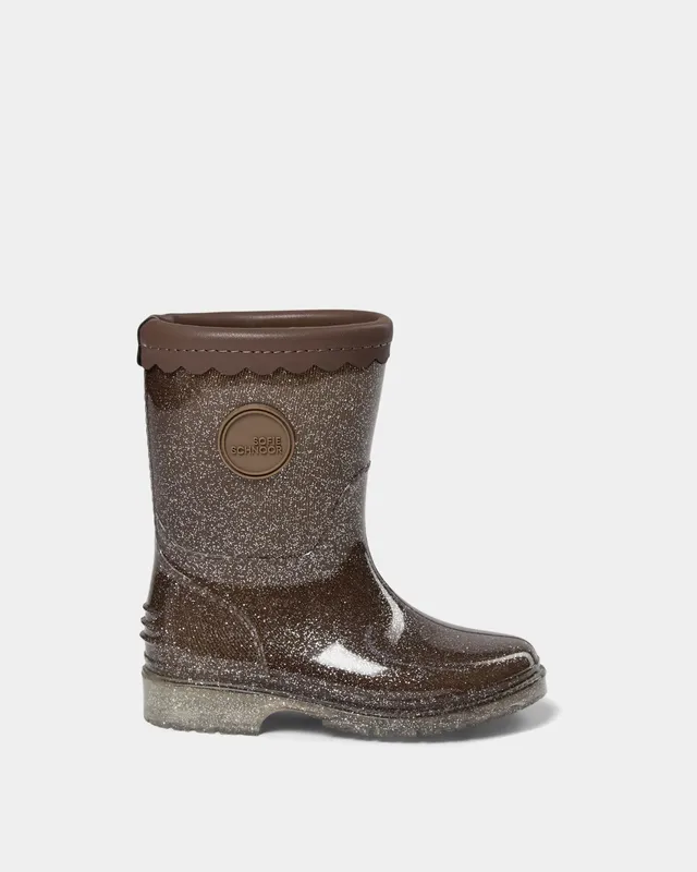 sofie-schnoor-kids-mellykb-gummistiefel-dunkelbraun-glitzer image 1