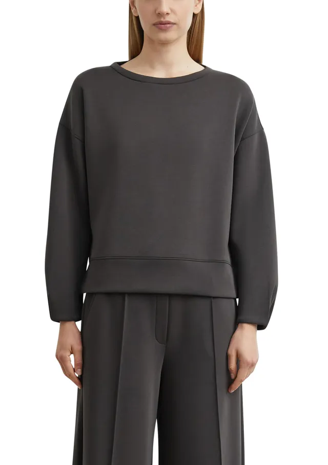 comma-sweatshirt-faltendetail-dunkelbraun-gr-36 image 1