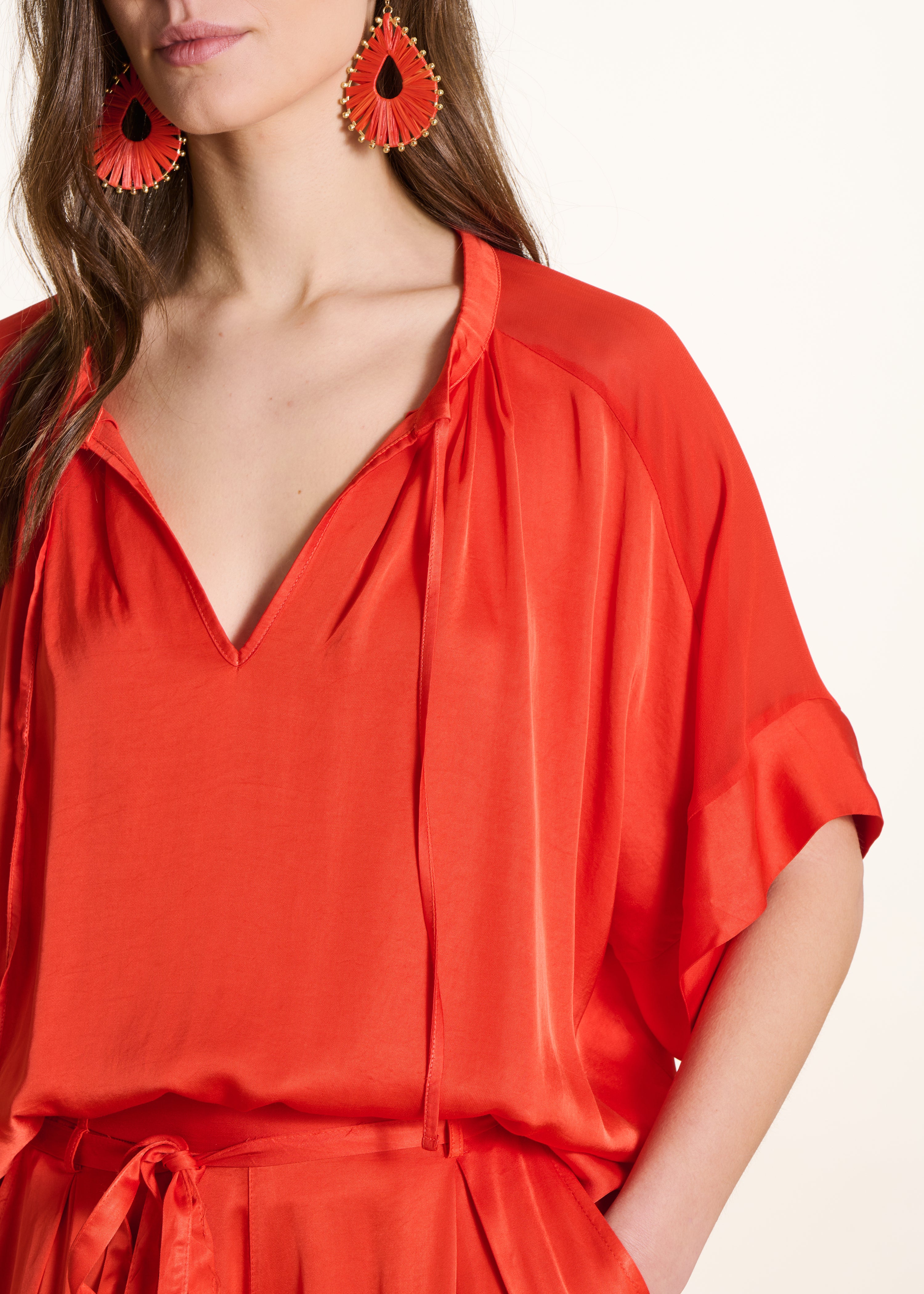 la-f-e-marabout-e-bluse-orange-satin-kurzarm-viskose image 5