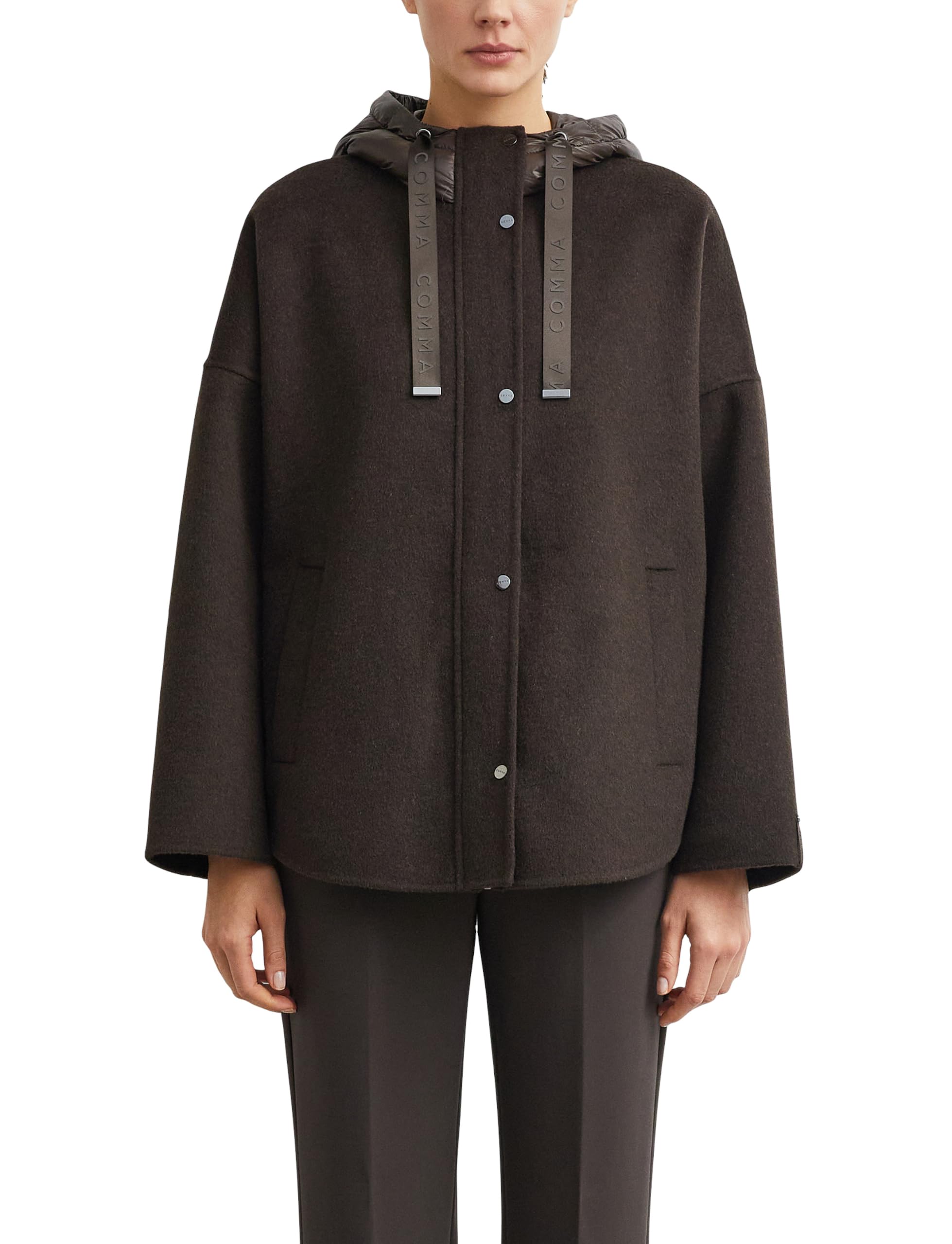 comma-outdoor-cape-wollmix-cape-bordeaux-puffer-kapuze image 8