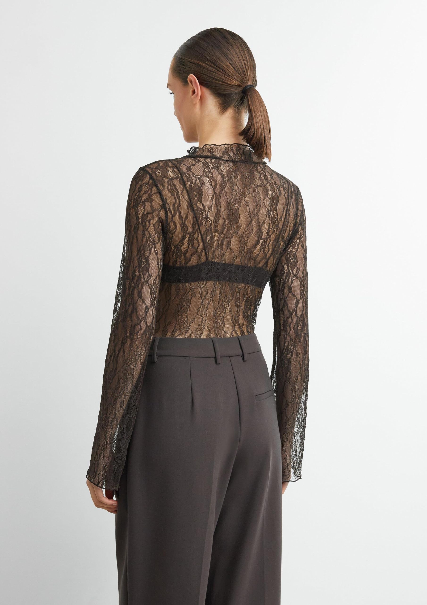 comma-langarm-shirt-slim-fit-rollkragen-dunkelbraun-spitze image 7