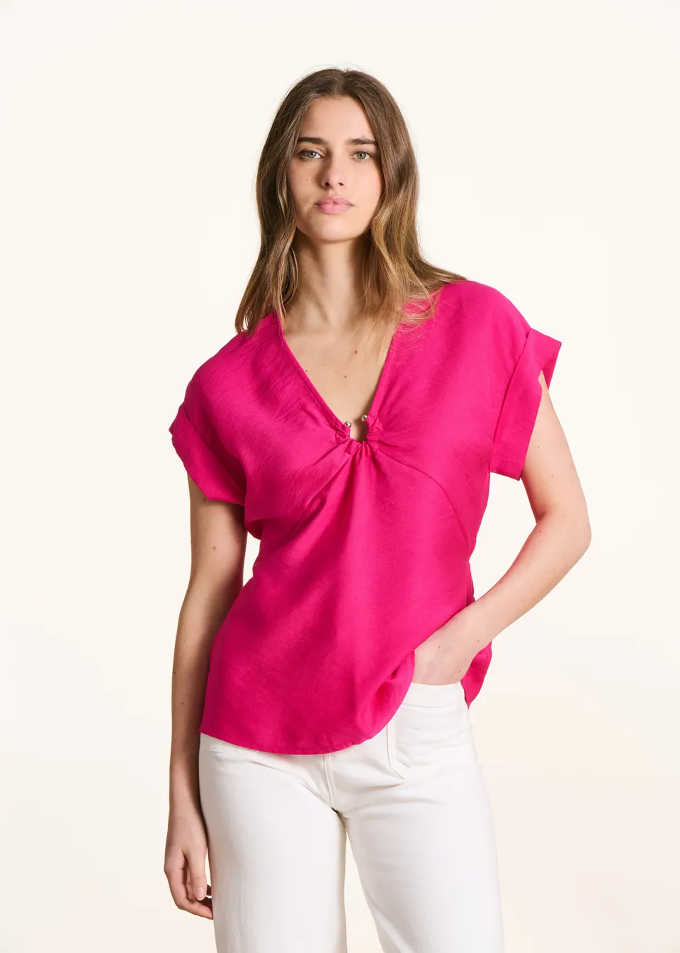 la-f-e-marabout-e-flou-top-kurzarm-viskose-pink-gr-36 image 1