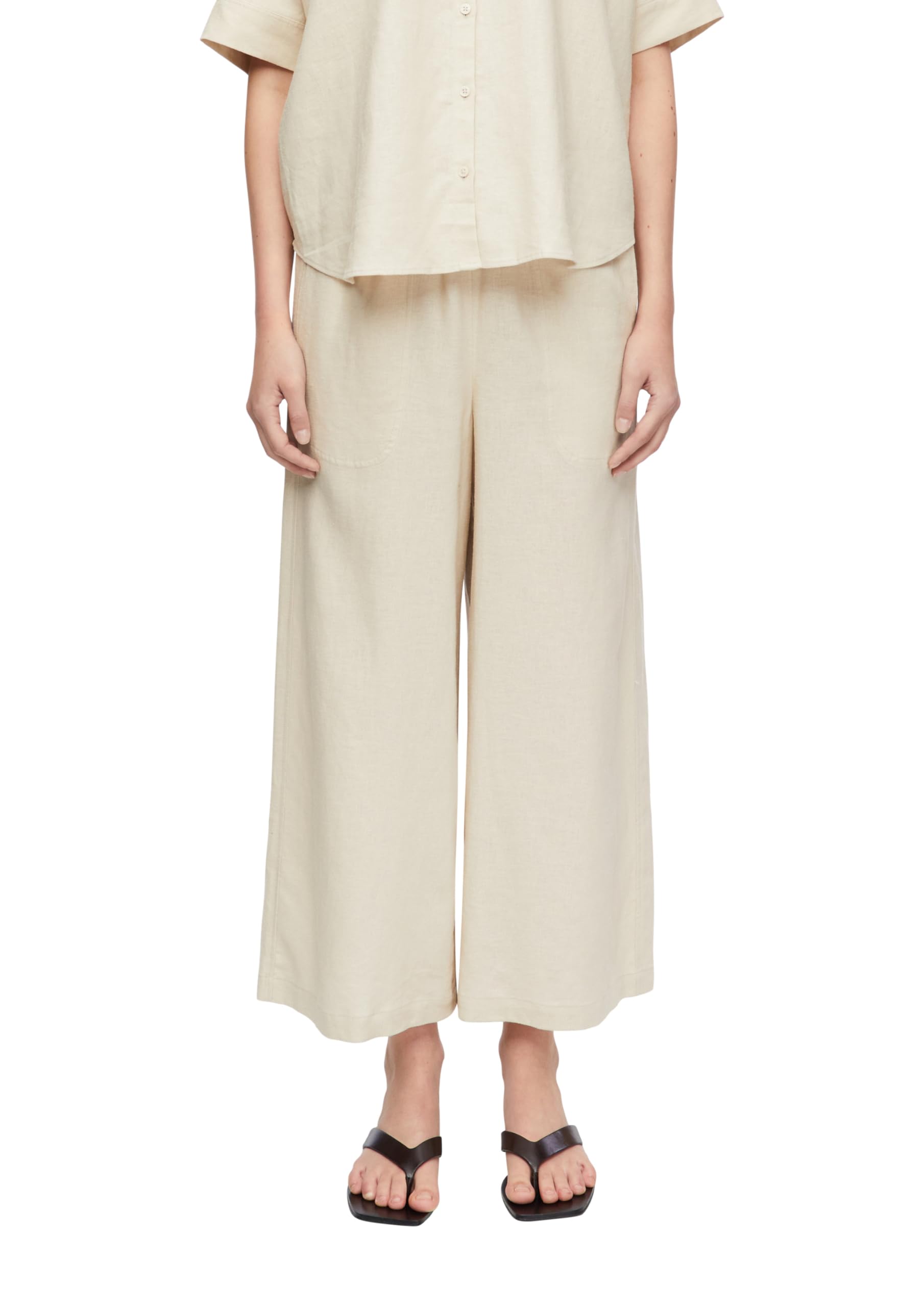 comma-trousers-culotte-streifen-hellbeige image 1