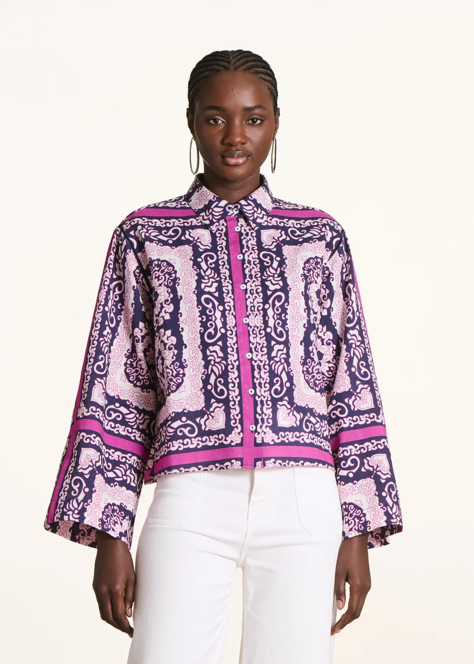 la-f-e-marabout-e-chemises-bluse-violett-rosa-foulard-print-bio image 1